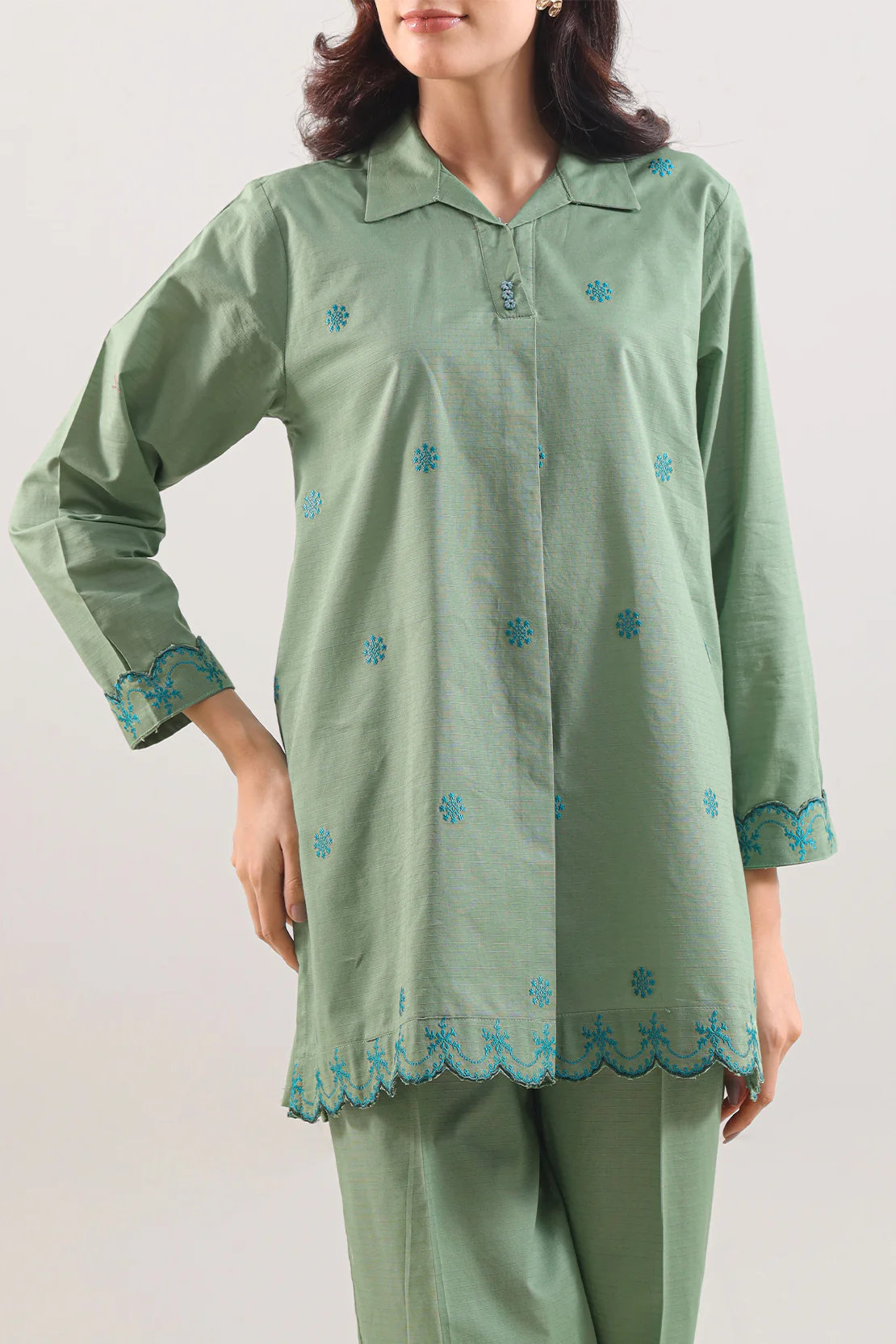 Cotton Jacquard Stitched 2 Piece (Shirt/Trouser) - Image 2