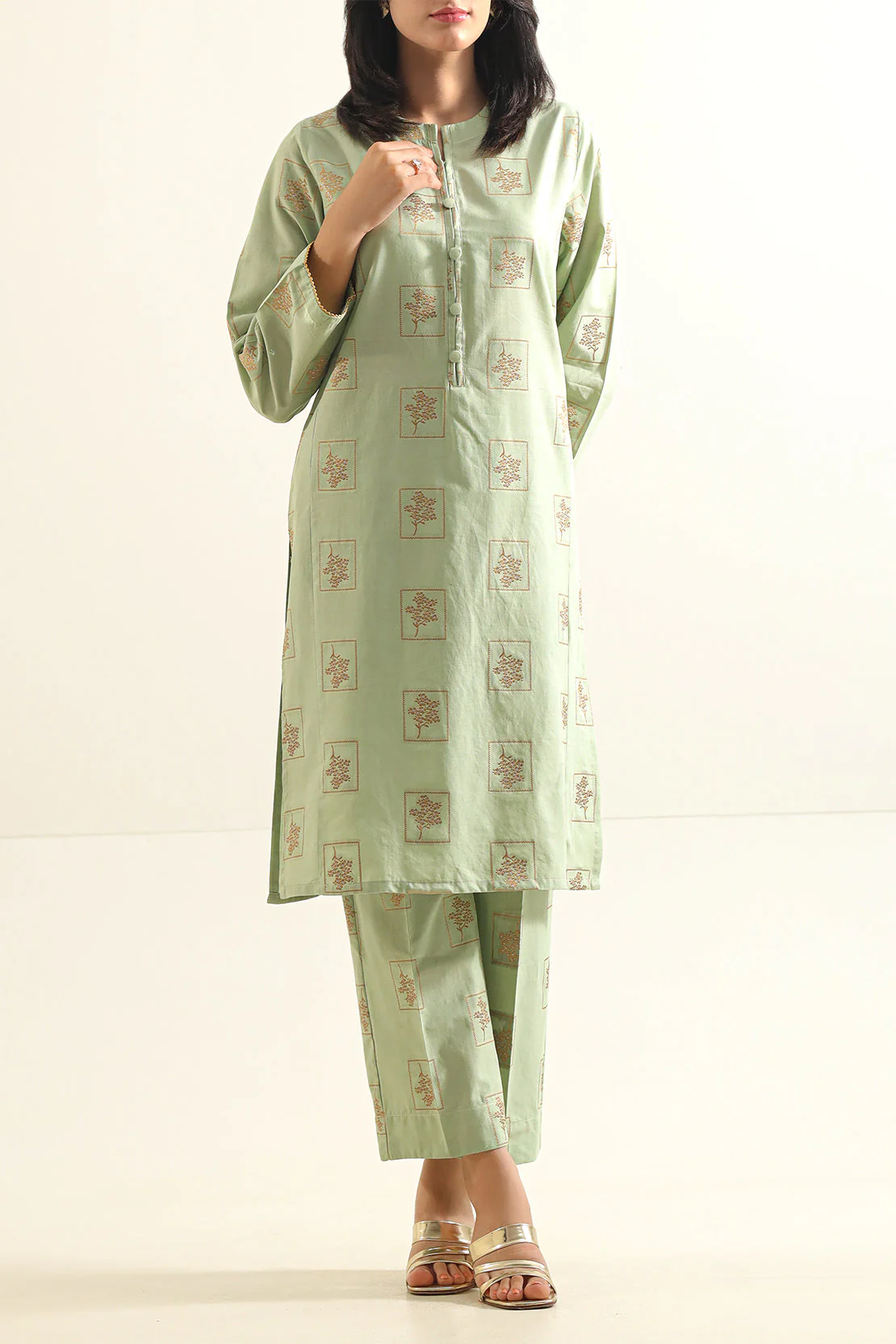 Cotton Jacquard Stitched 2 Piece (Shirt/Trouser)