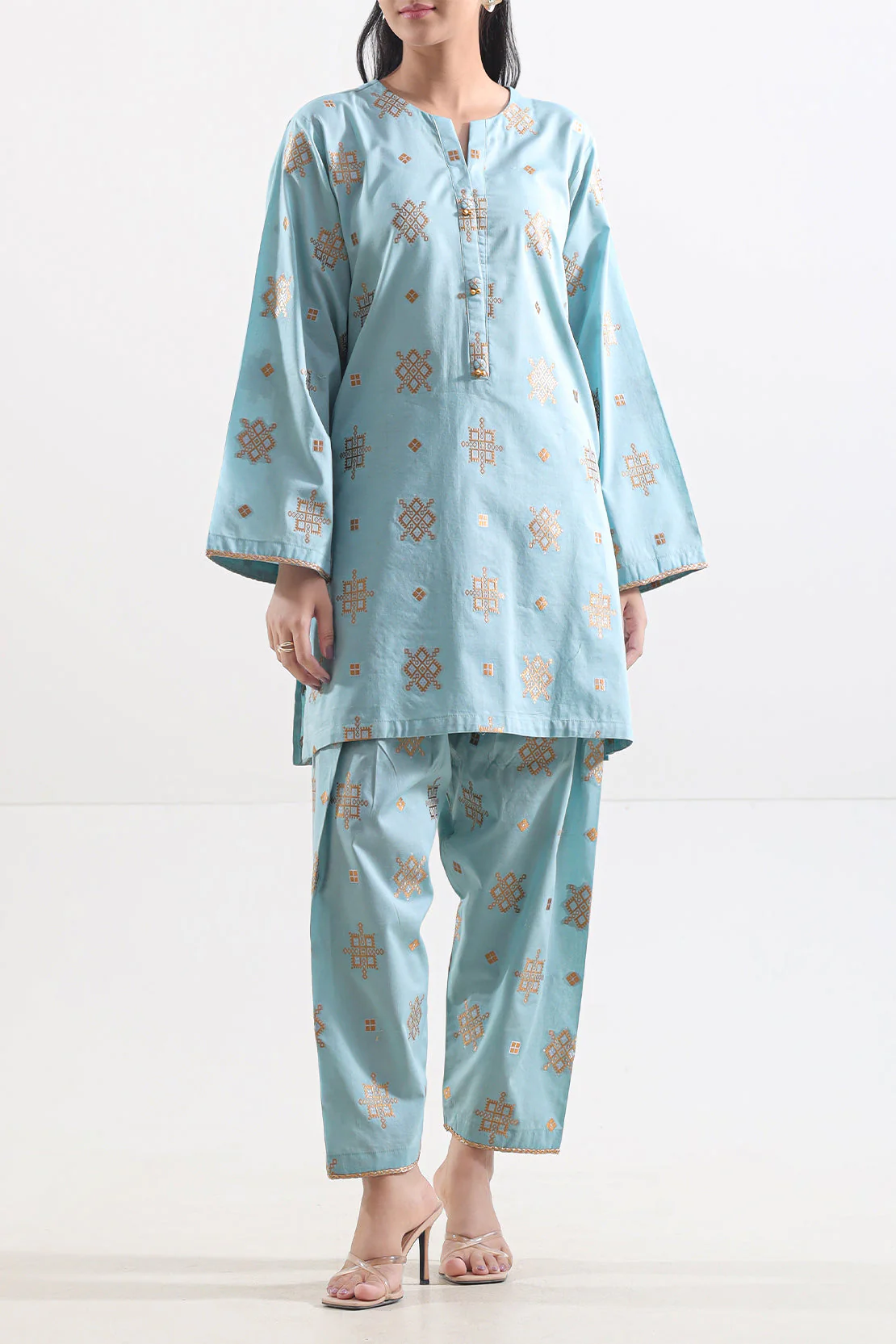 Cotton Jacquard Stitched 2 Piece (Shirt/Trouser)