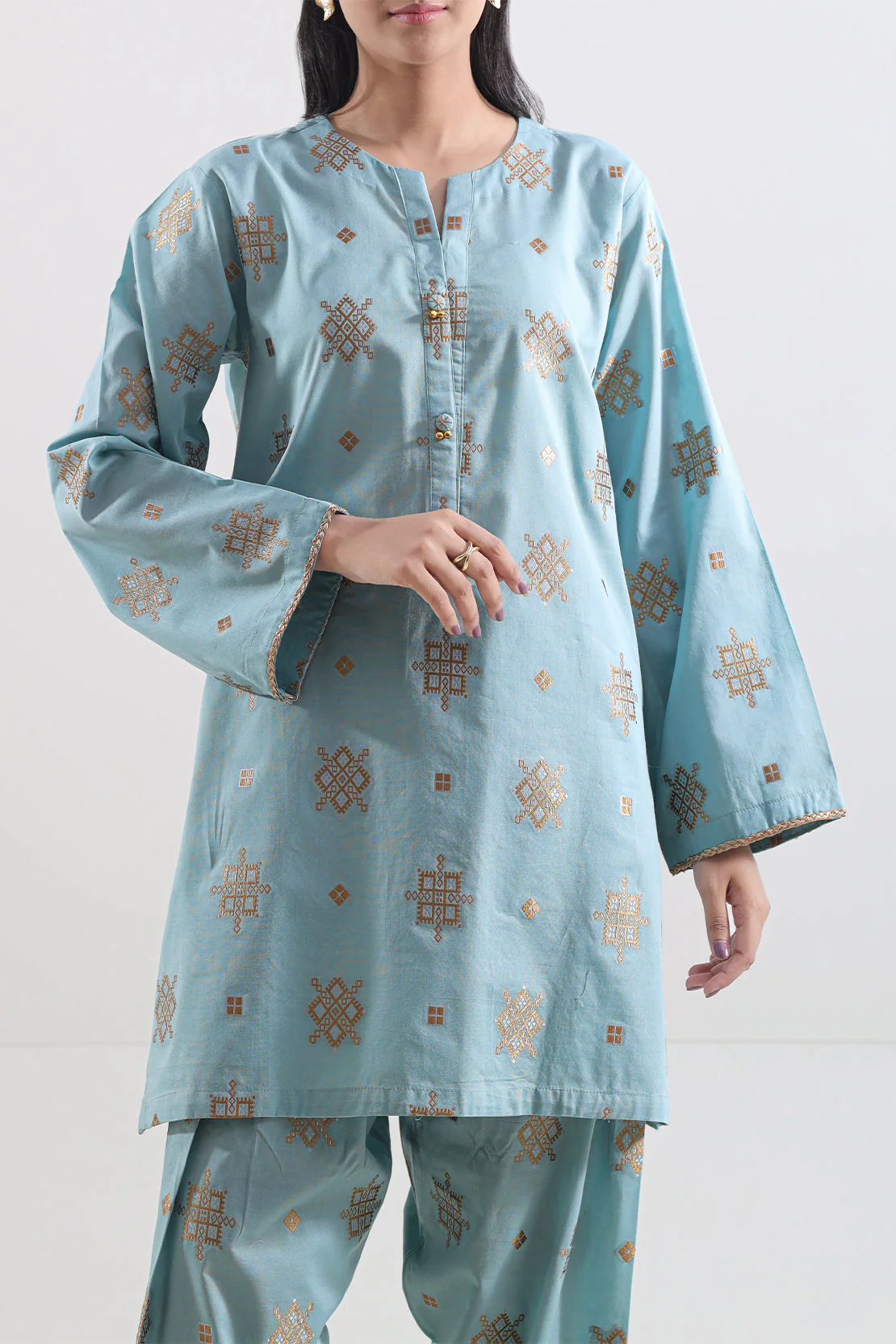 Cotton Jacquard Stitched 2 Piece (Shirt/Trouser) - Image 4