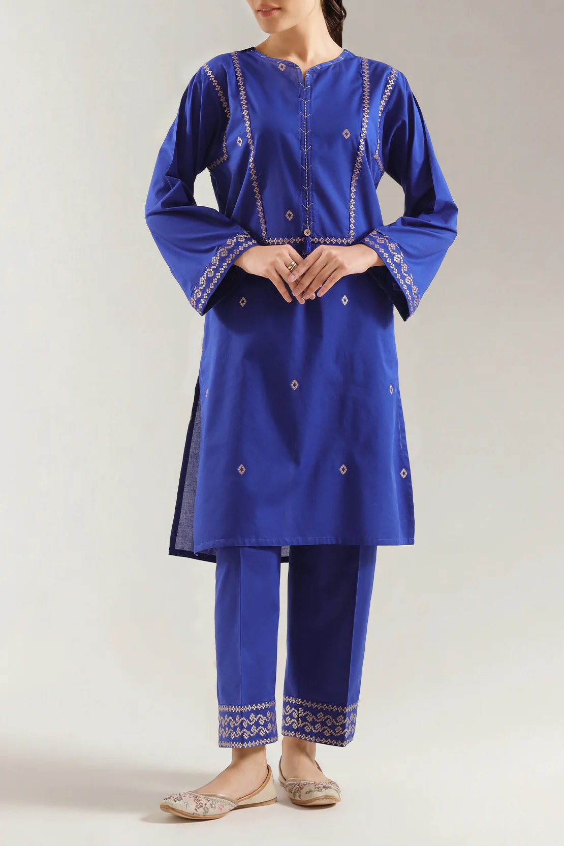 Cotton Jacquard Stitched 2 Piece (Shirt/Trouser)