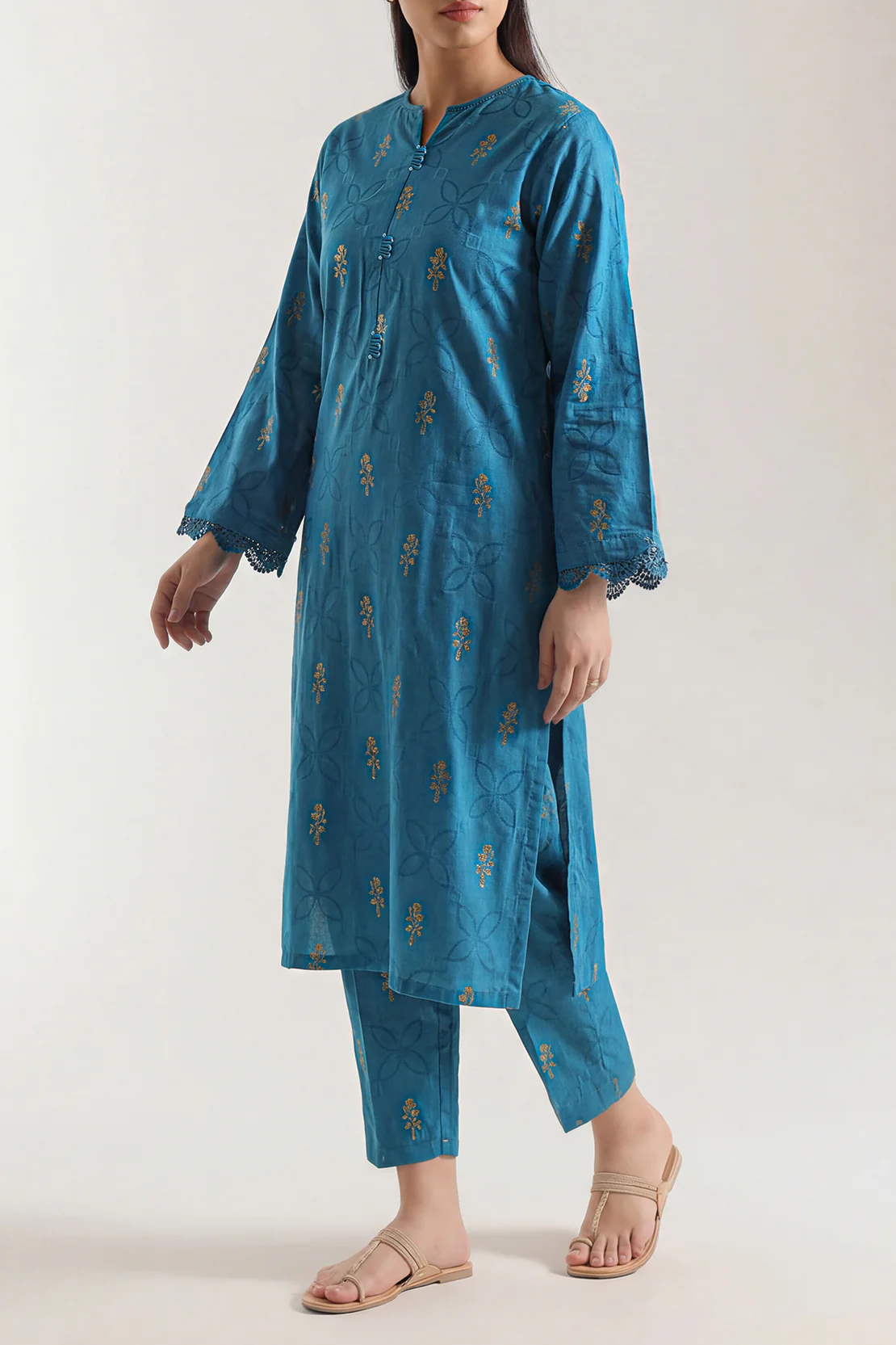 Cotton Jacquard Stitched 2 Piece (Shirt/Trouser)