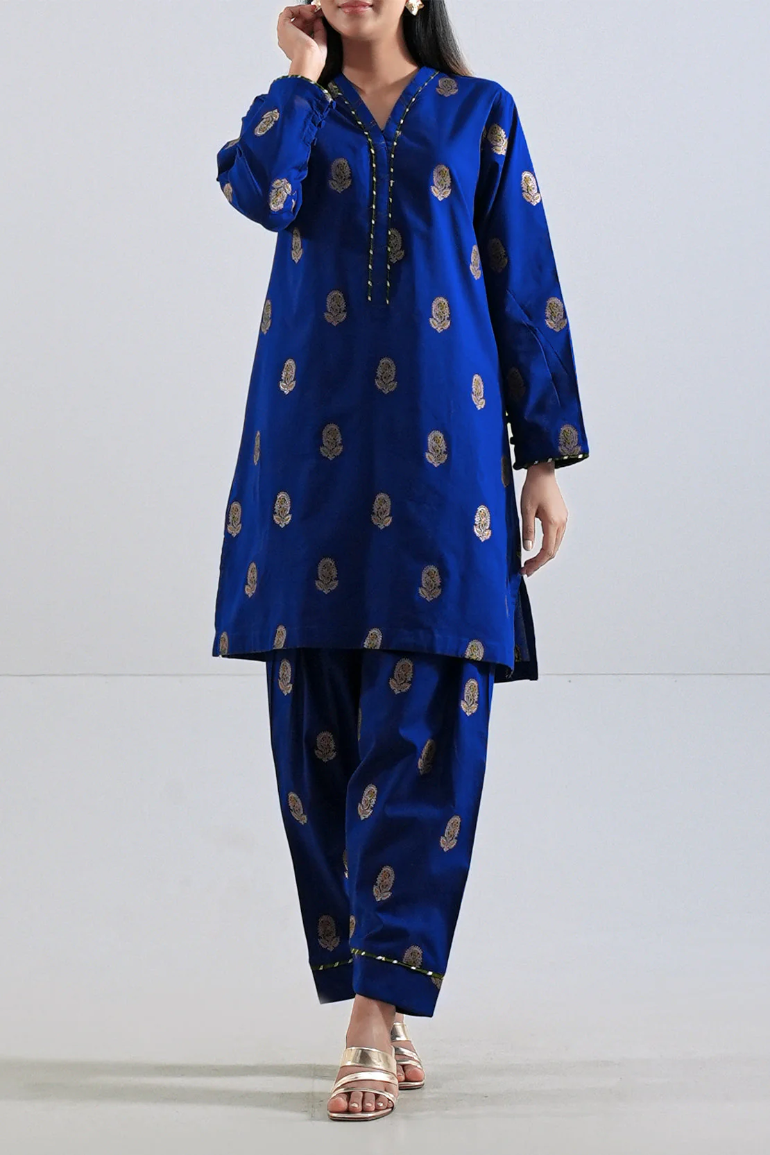Cotton Jacquard Stitched 2 Piece (Shirt/Trouser)