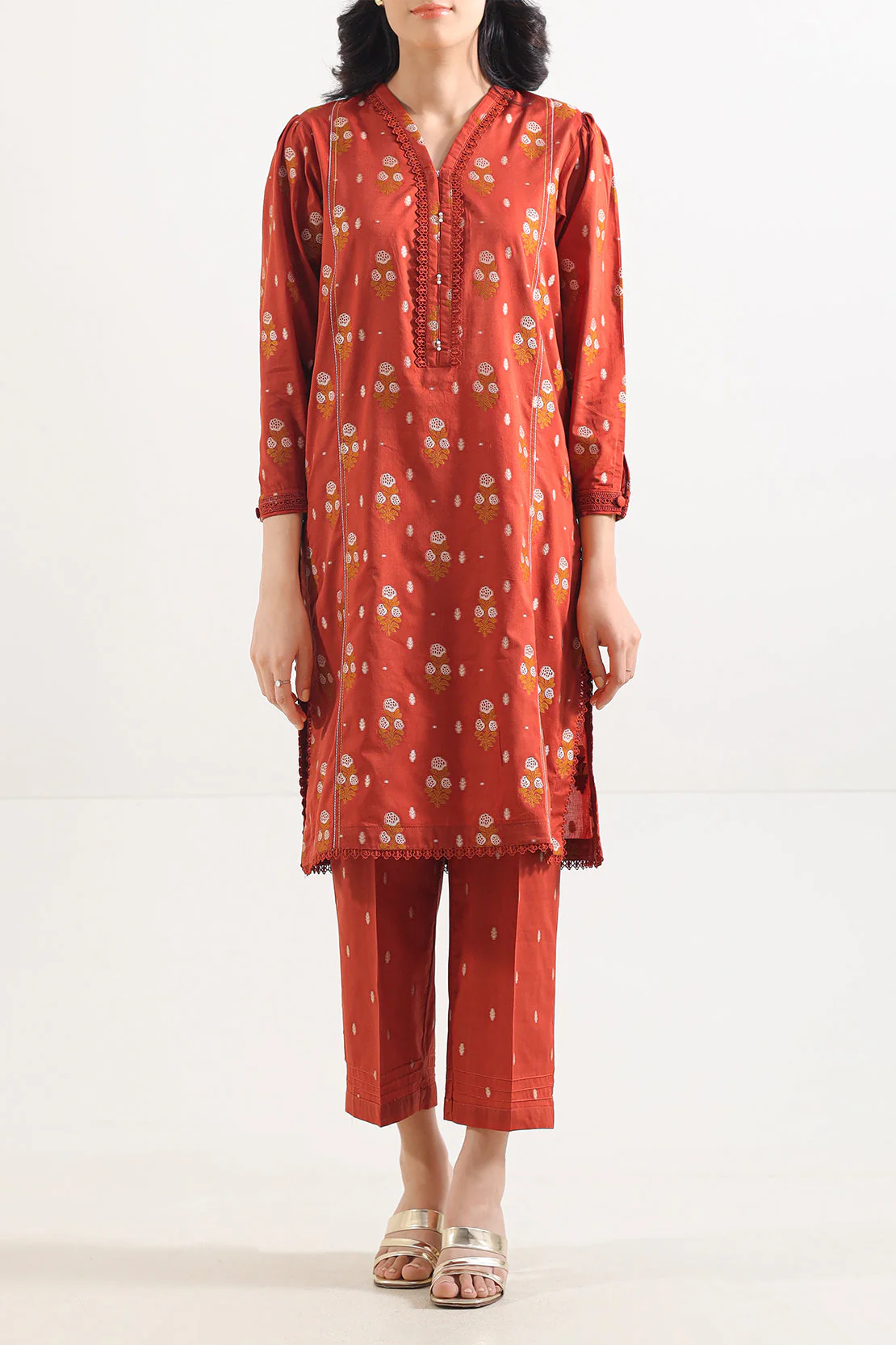 Cotton Jacquard Stitched 2 Piece (Shirt/Trouser)