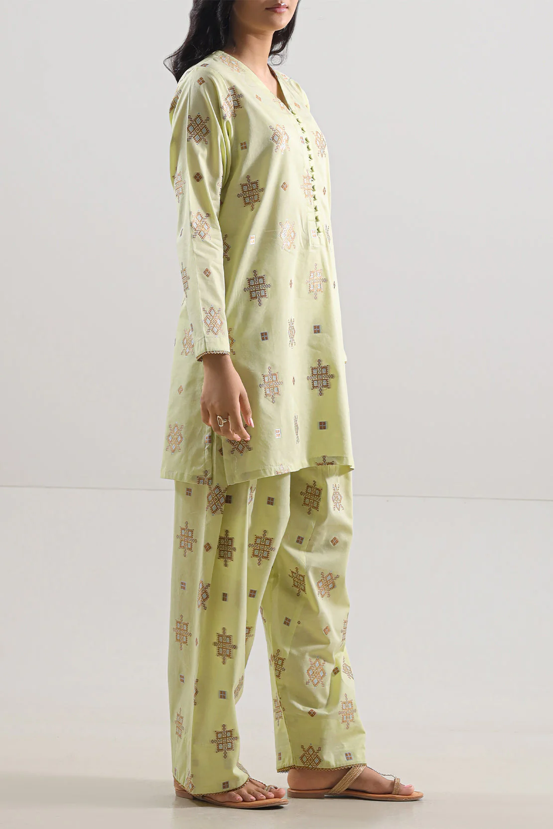 Stitched Cotton Jacquard 2 Piece (Shirt/Trouser) - Image 3