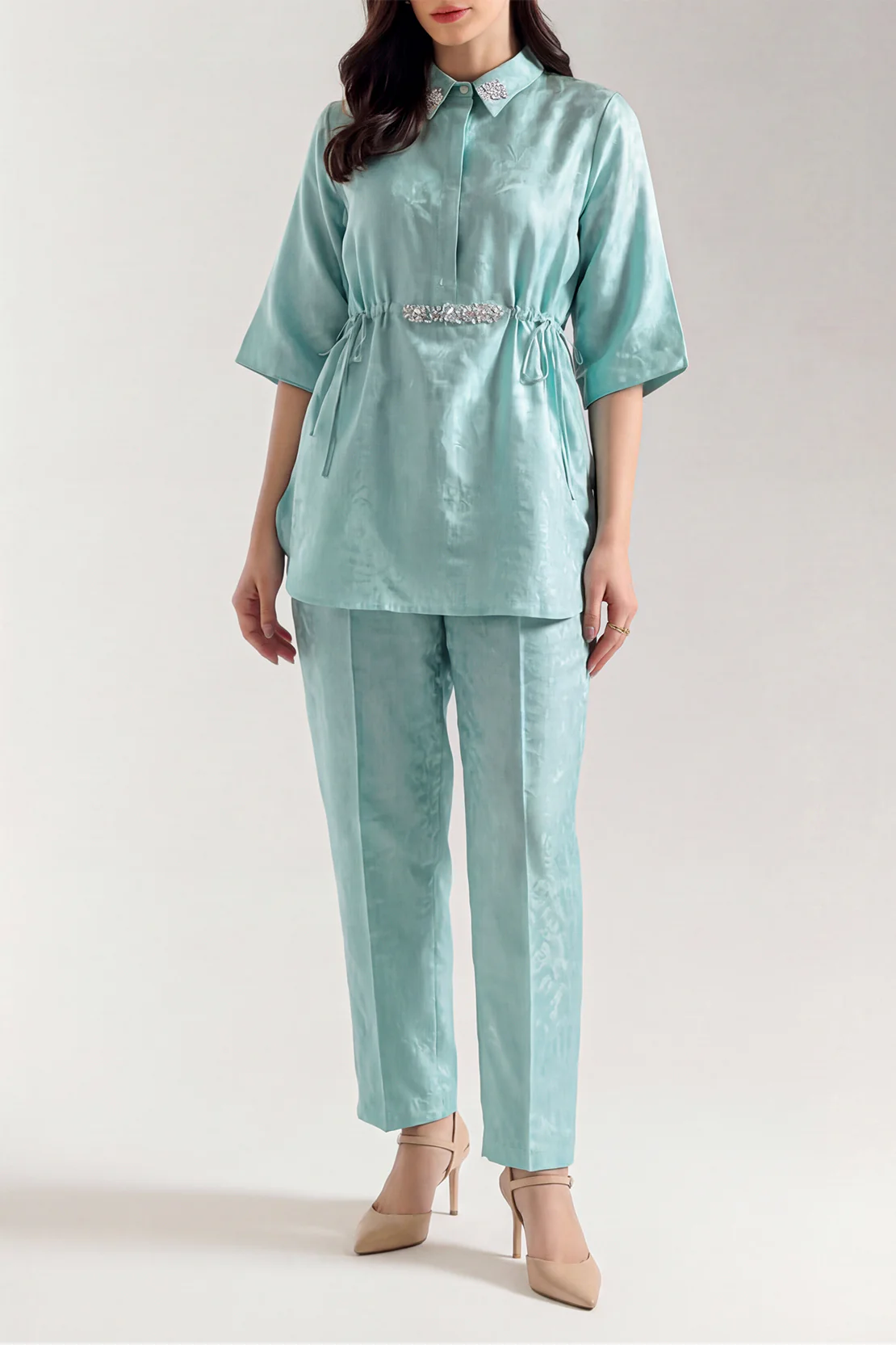 Cotton Jacquard Stitched 2 Piece (Shirt/Trouser) - Image 2