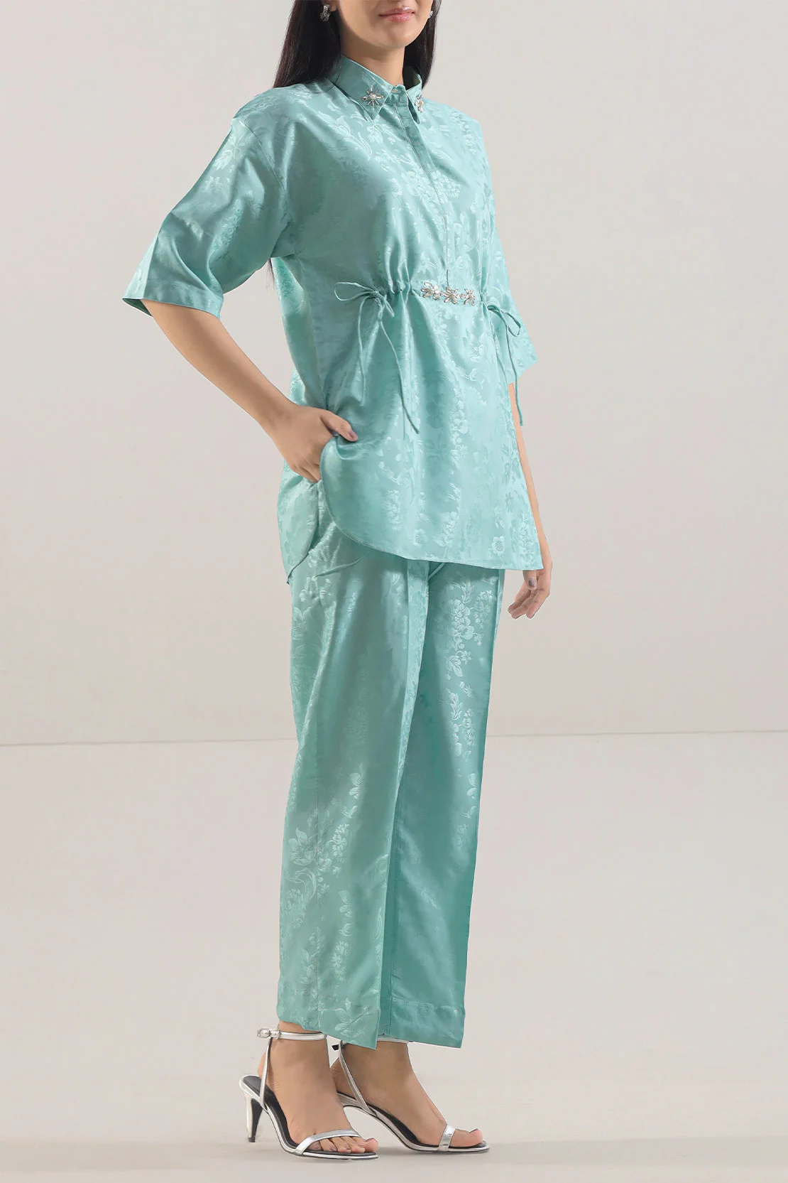 Cotton Jacquard Stitched 2 Piece (Shirt/Trouser) - Image 3
