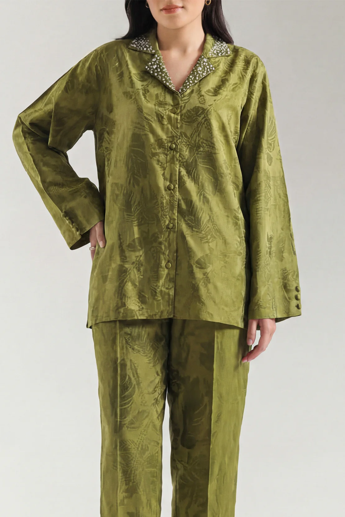 Cotton Jacquard Stitched 2 Piece (Shirt/Trouser) - Image 2