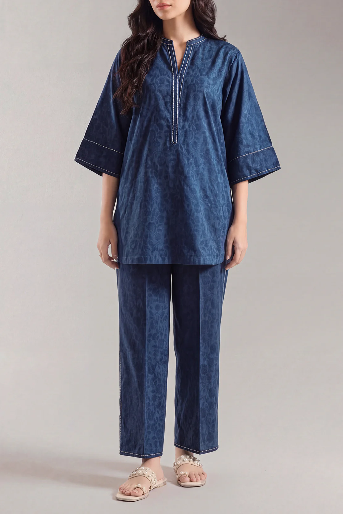Cotton Jacquard Stitched 2 Piece (Shirt/Trouser) - Image 2