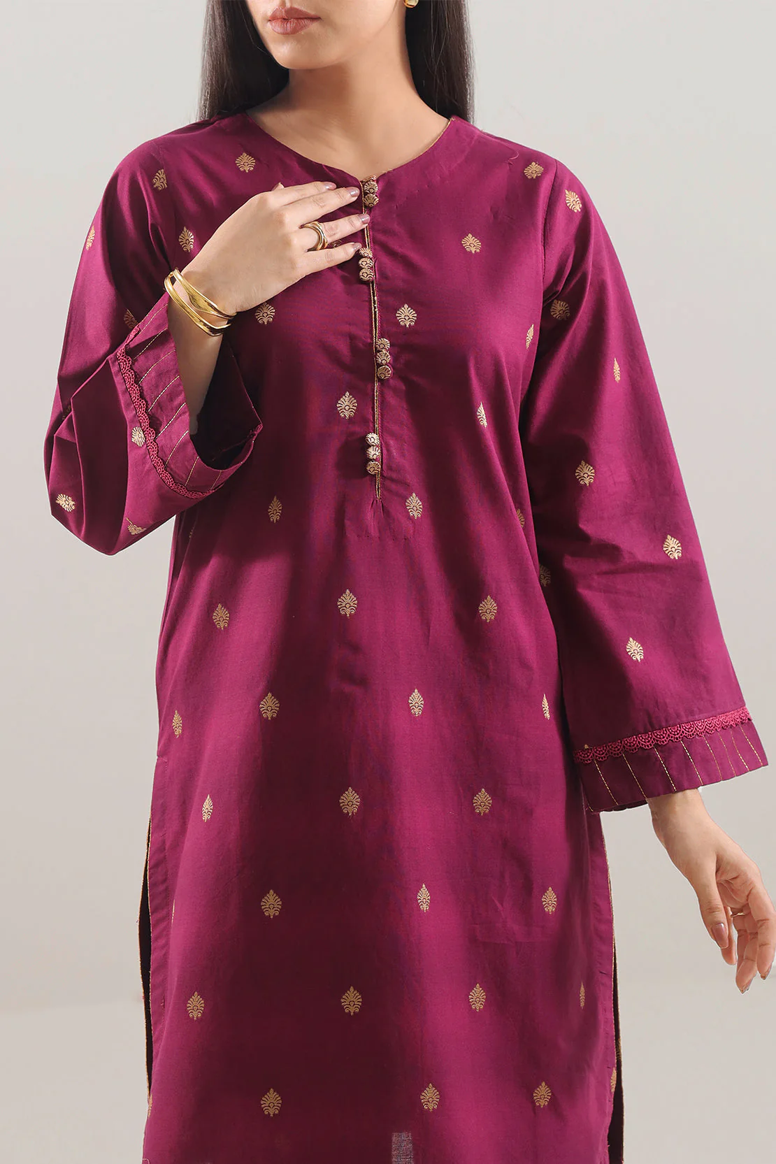 Cotton Jacquard Stitched 2 Piece (Shirt/Trouser) - Image 2