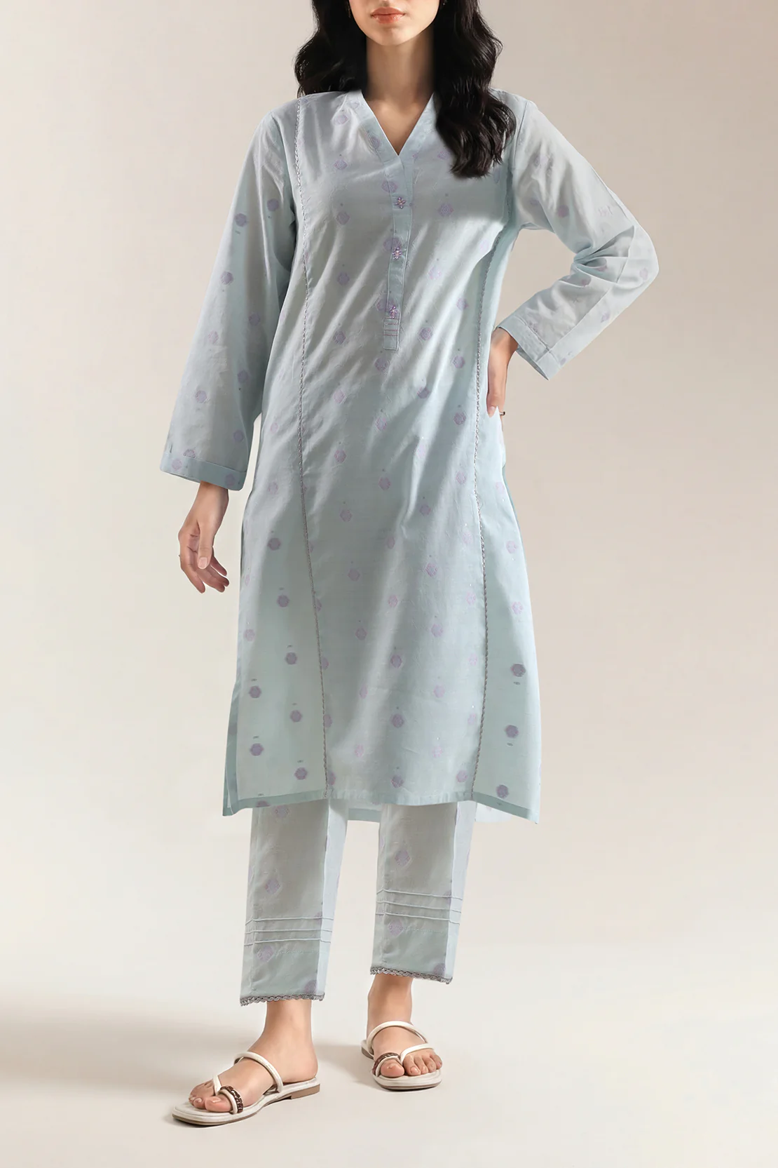Cotton Jacquard Stitched 2 Piece (Shirt/Trouser)