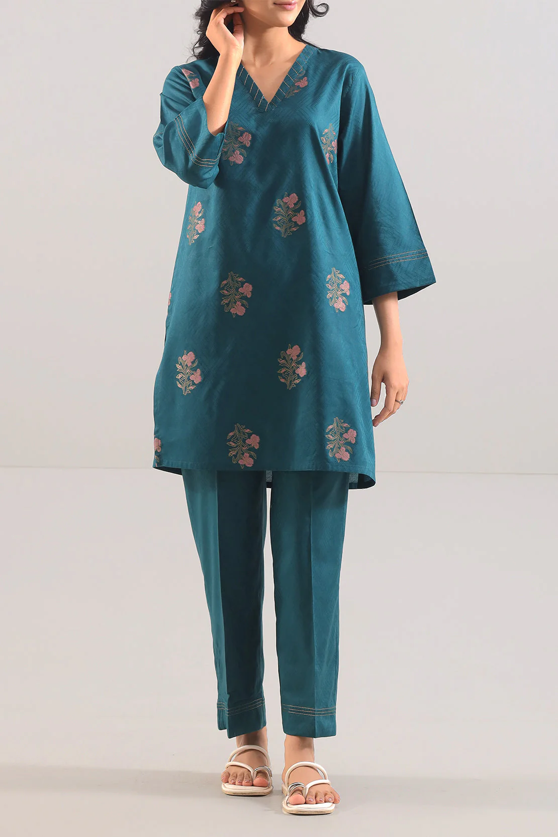 Cotton Jacquard Stitched 2 Piece (Shirt/Trouser)