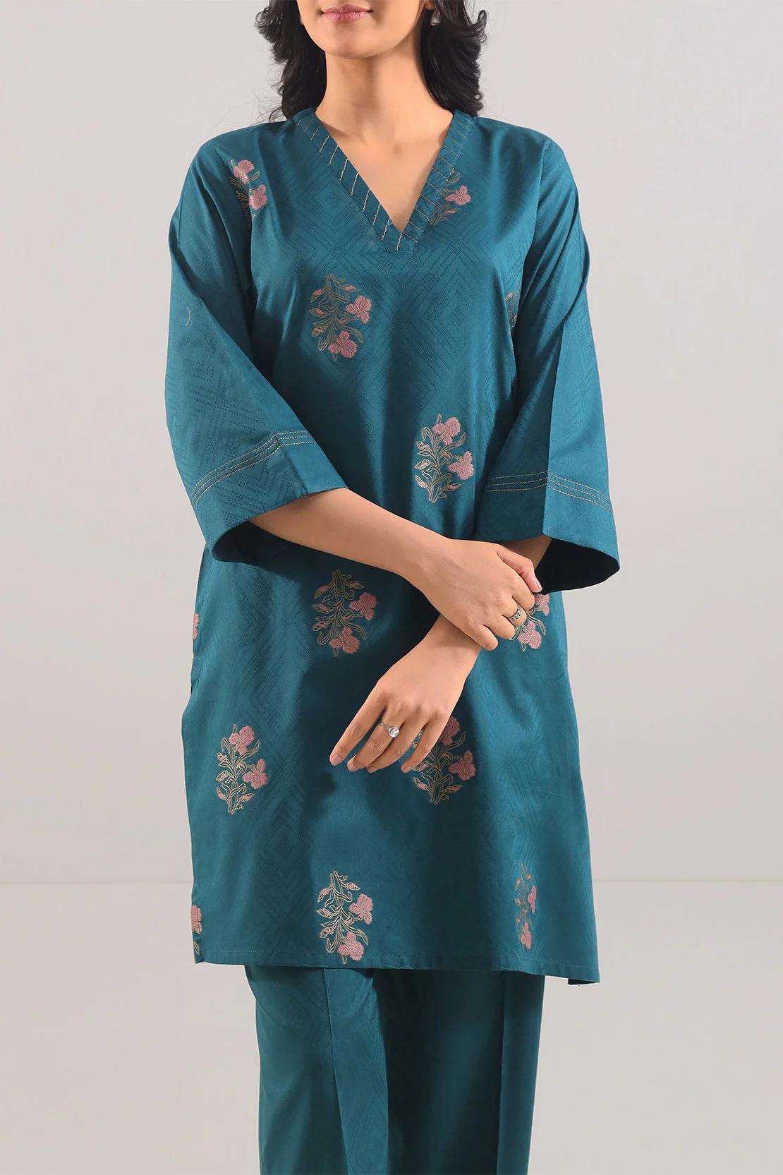 Cotton Jacquard Stitched 2 Piece (Shirt/Trouser) - Image 2