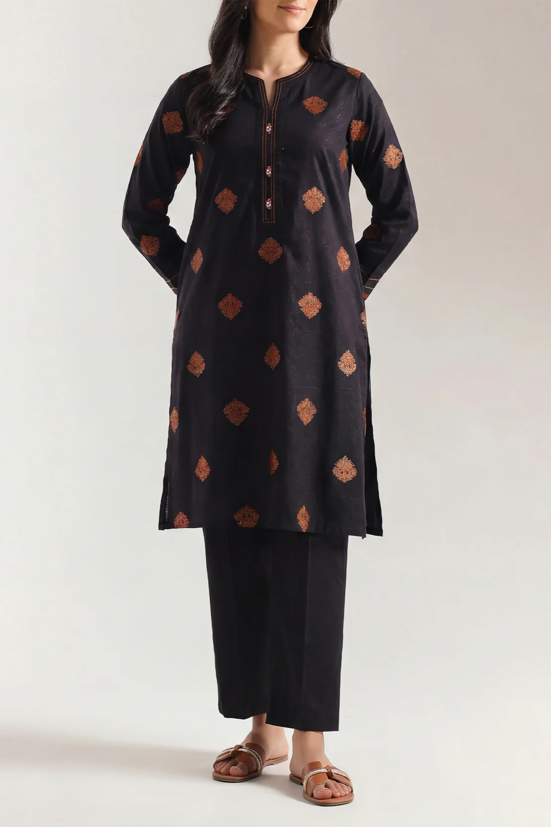 Cotton Jacquard Stitched 2 Piece (Shirt/Trouser) - Image 2