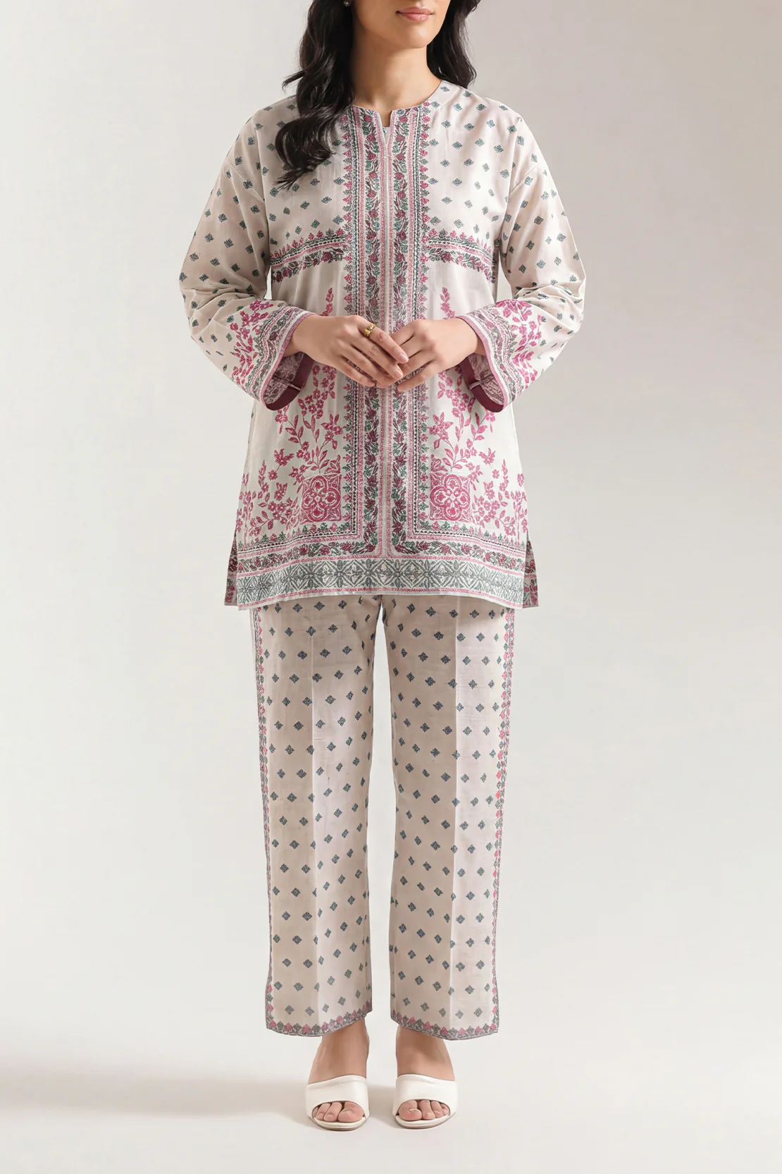 Cotton Jacquard Stitched 2 Piece (Shirt/Trouser)