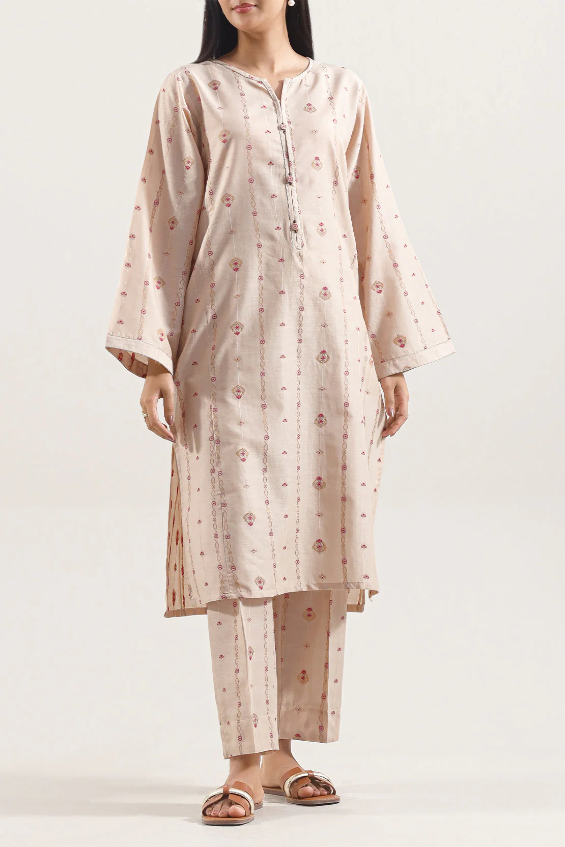 Cotton Jacquard Stitched 2 Piece (Shirt/Trouser)