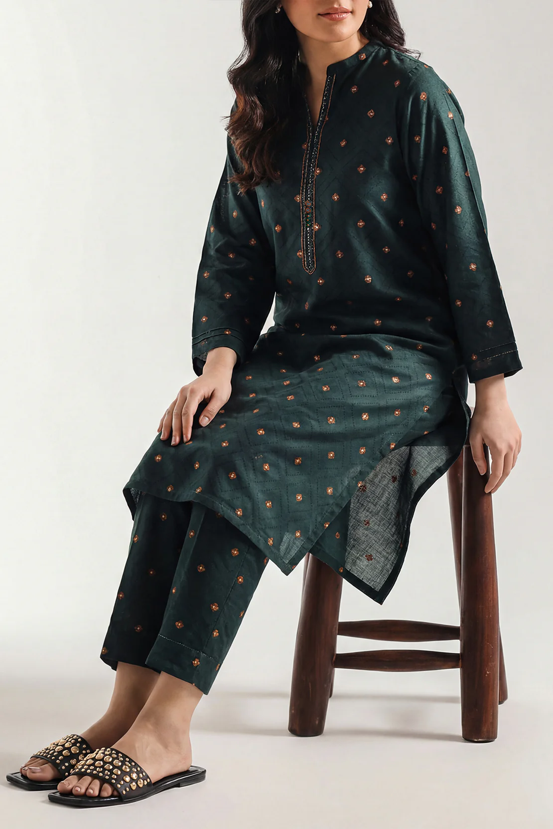 Cotton Jacquard Stitched 2 Piece (Shirt/Trouser)