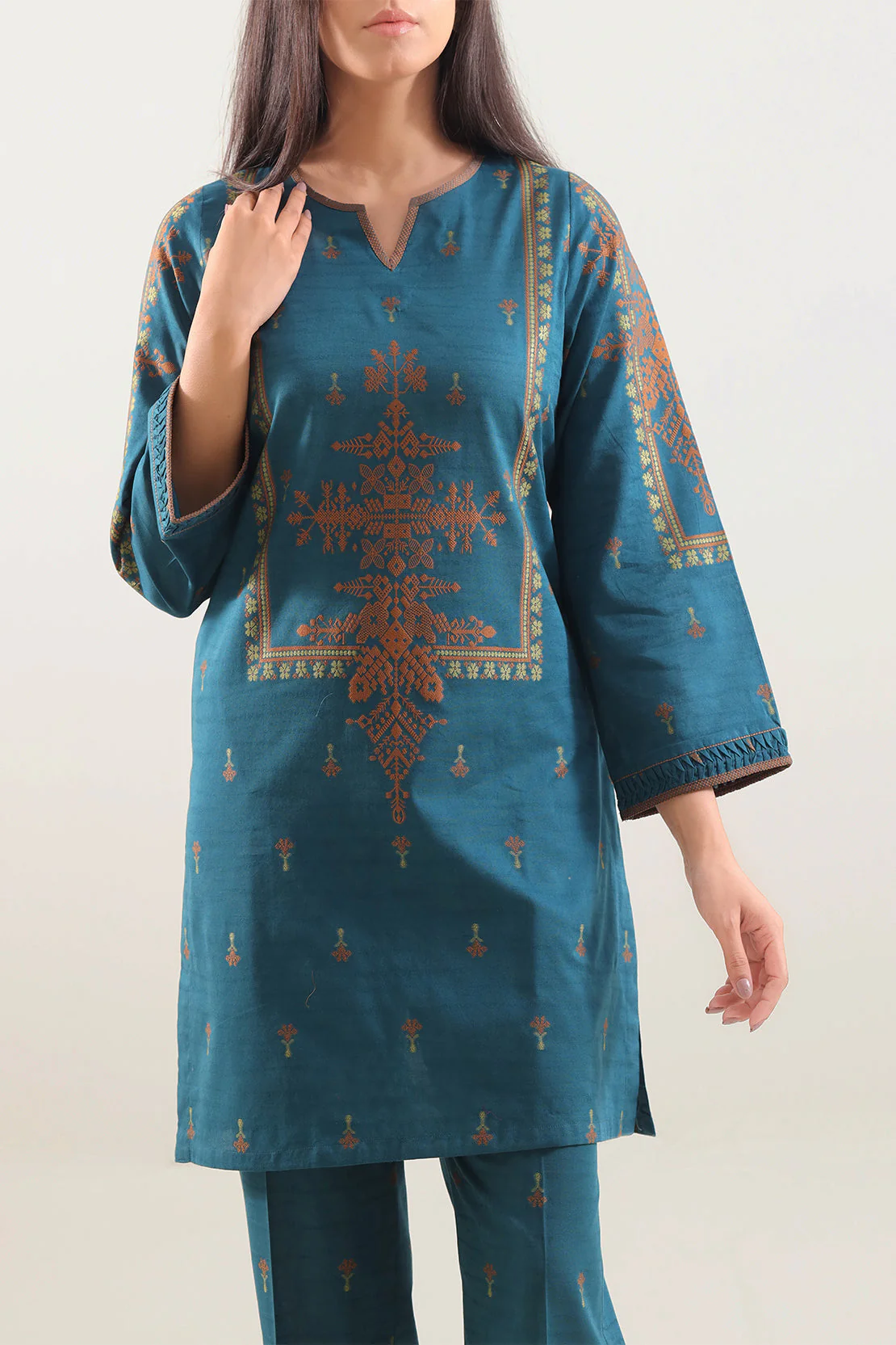 Cotton Jacquard Stitched 2 Piece (Shirt/Trouser) - Image 3