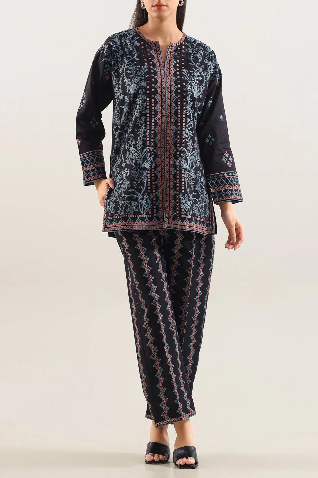 Cotton Jacquard Stitched 2 Piece (Shirt/Trouser)