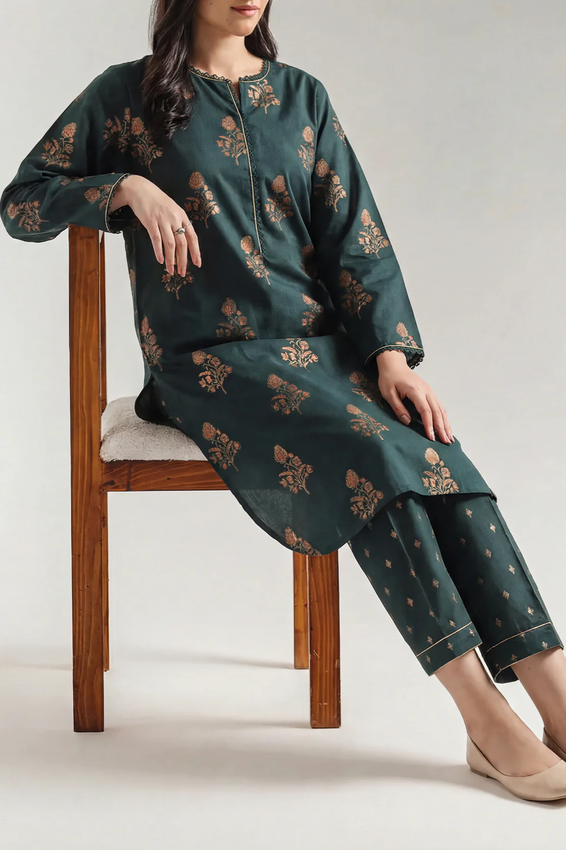 Cotton Jacquard Stitched 2 Piece (Shirt/Trouser)