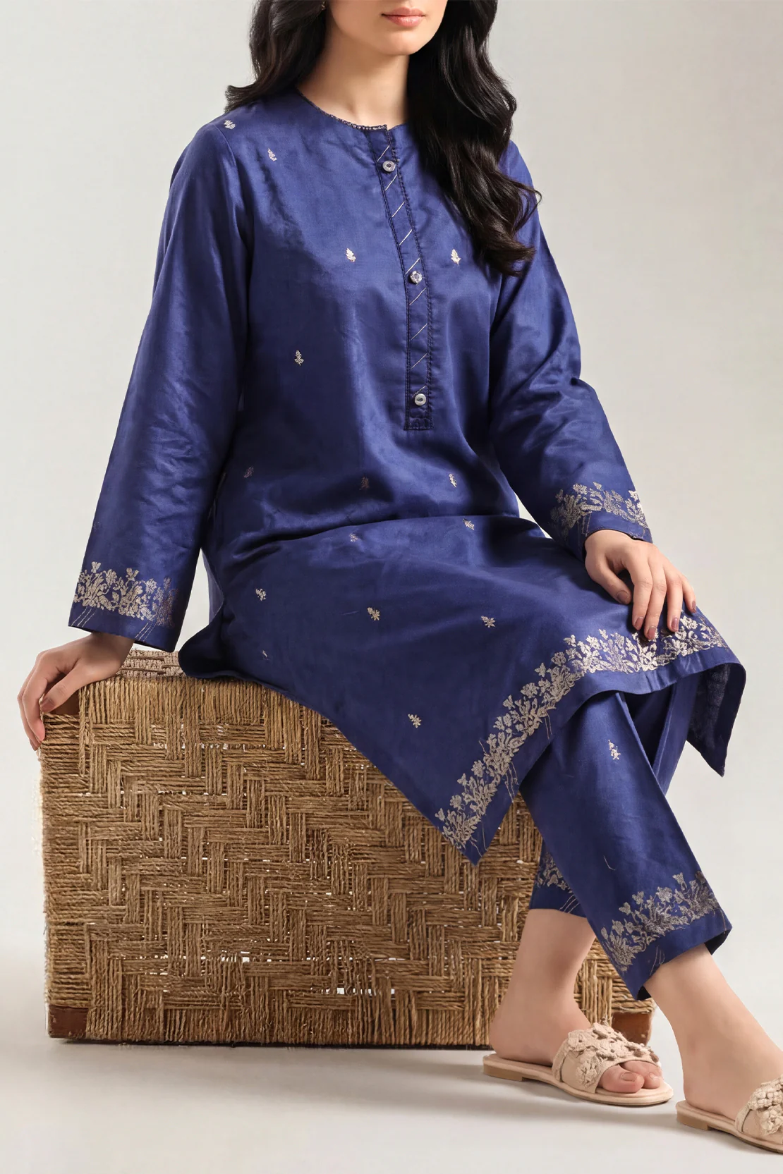 Cotton Jacquard Stitched 2 Piece (Shirt/Trouser)