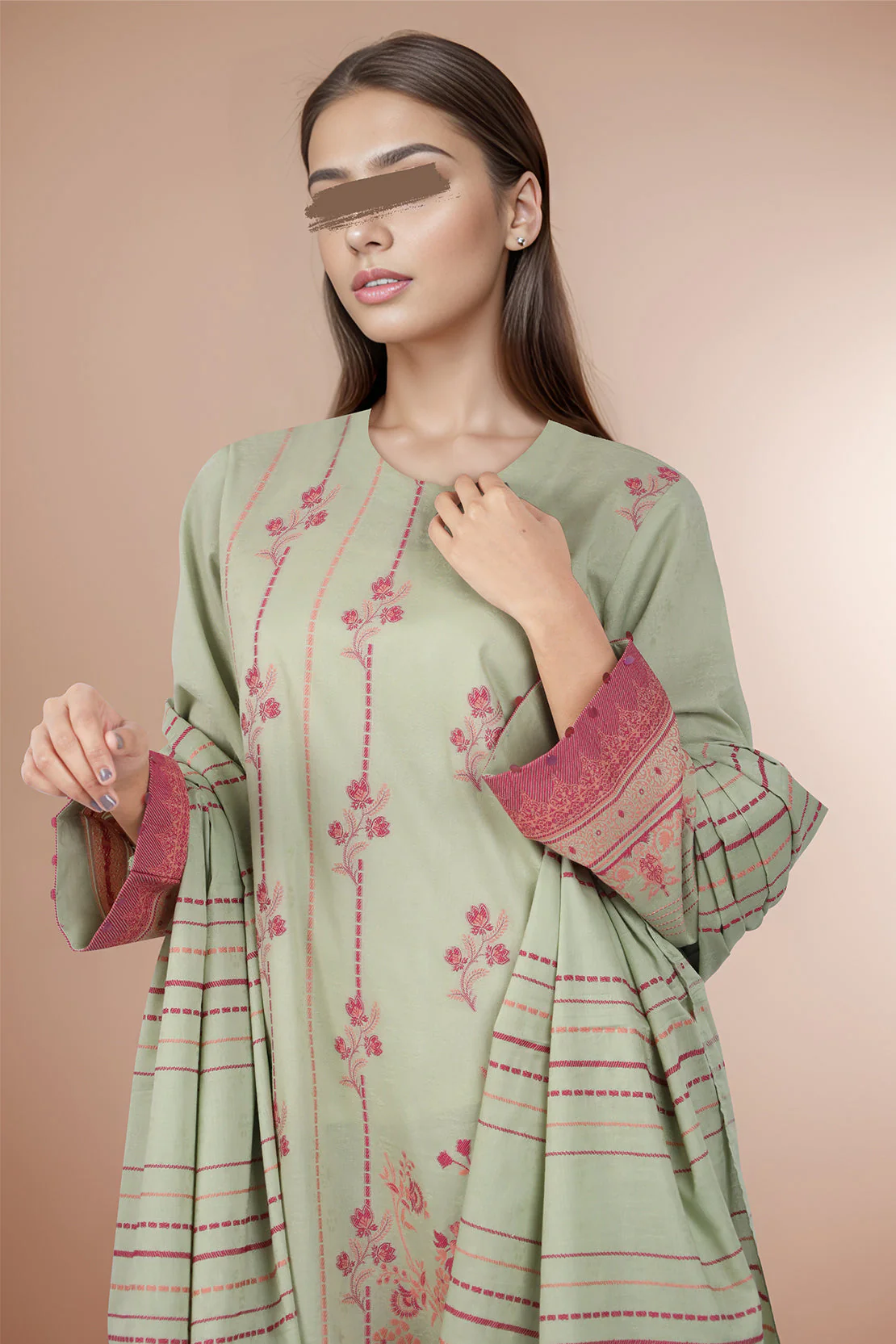 Cotton Jacquard Stitched 3 Piece - Image 2
