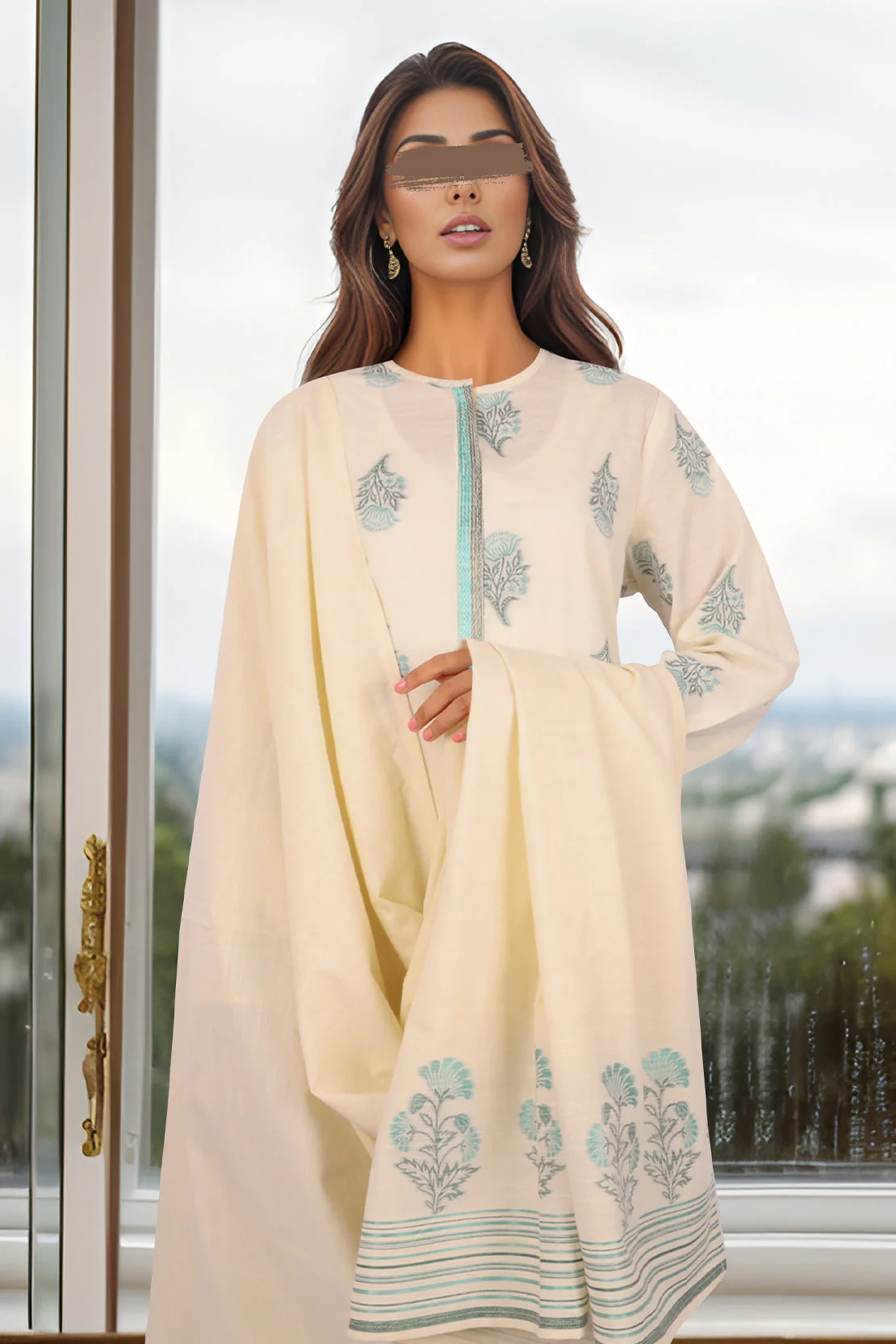 Cotton Jacquard Stitched 3 Piece - Image 3