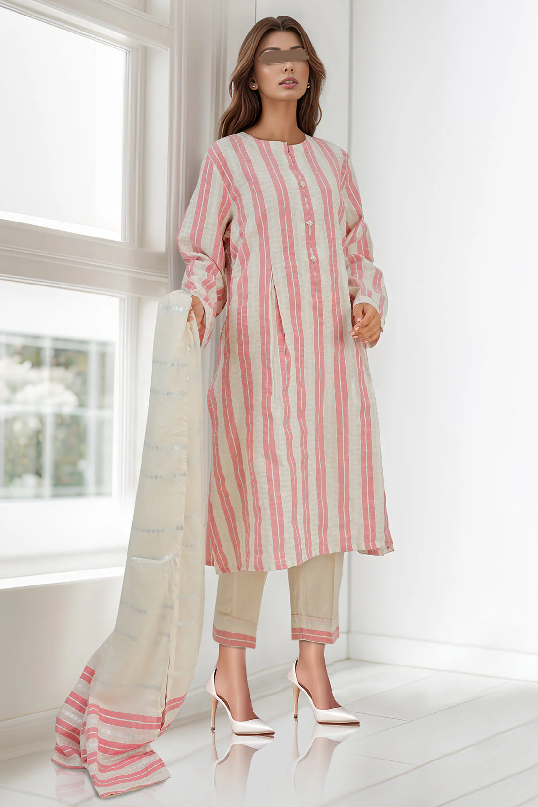 Cotton Jacquard Stitched 3 Piece - Image 2