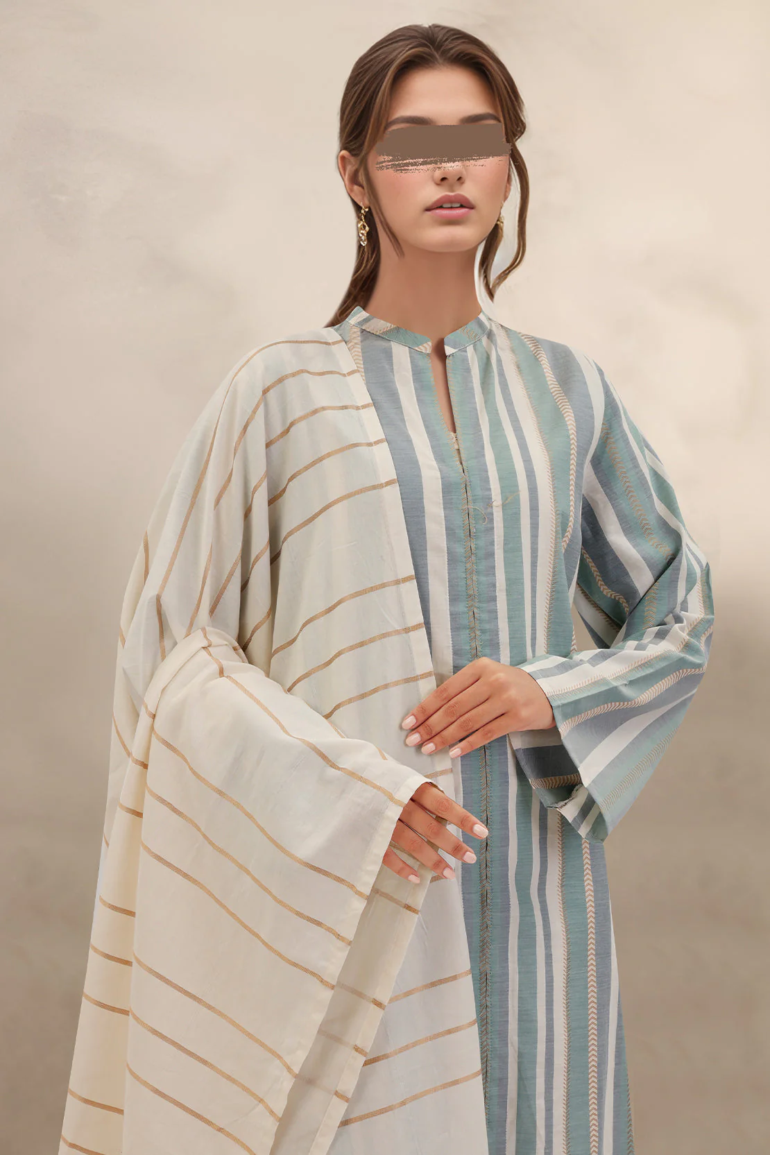 Cotton Jacquard Stitched 3 Piece - Image 3