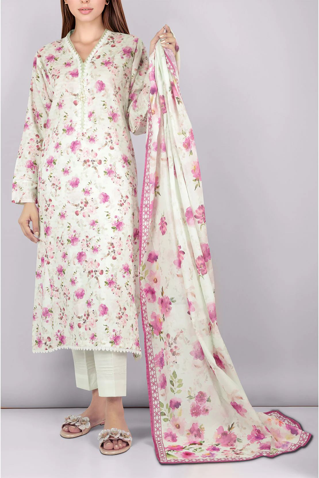 Cotton Jacquard Stitched 3 Piece - Image 2