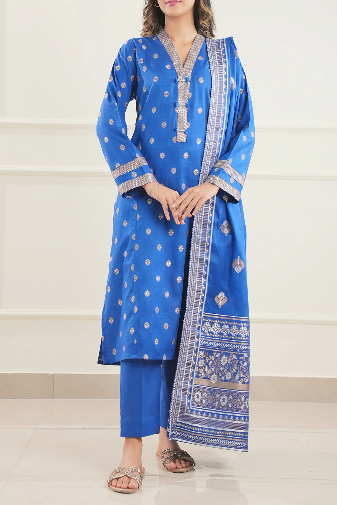 Cotton Jacquard Stitched 3 Piece - Image 2