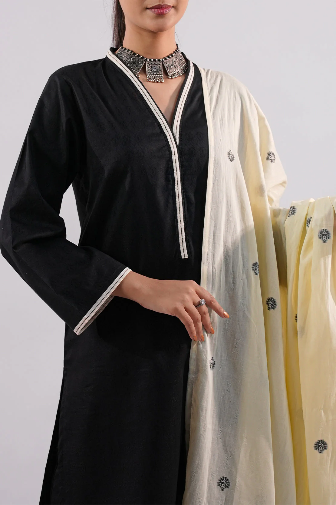 Cotton Jacquard Stitched 3 Piece