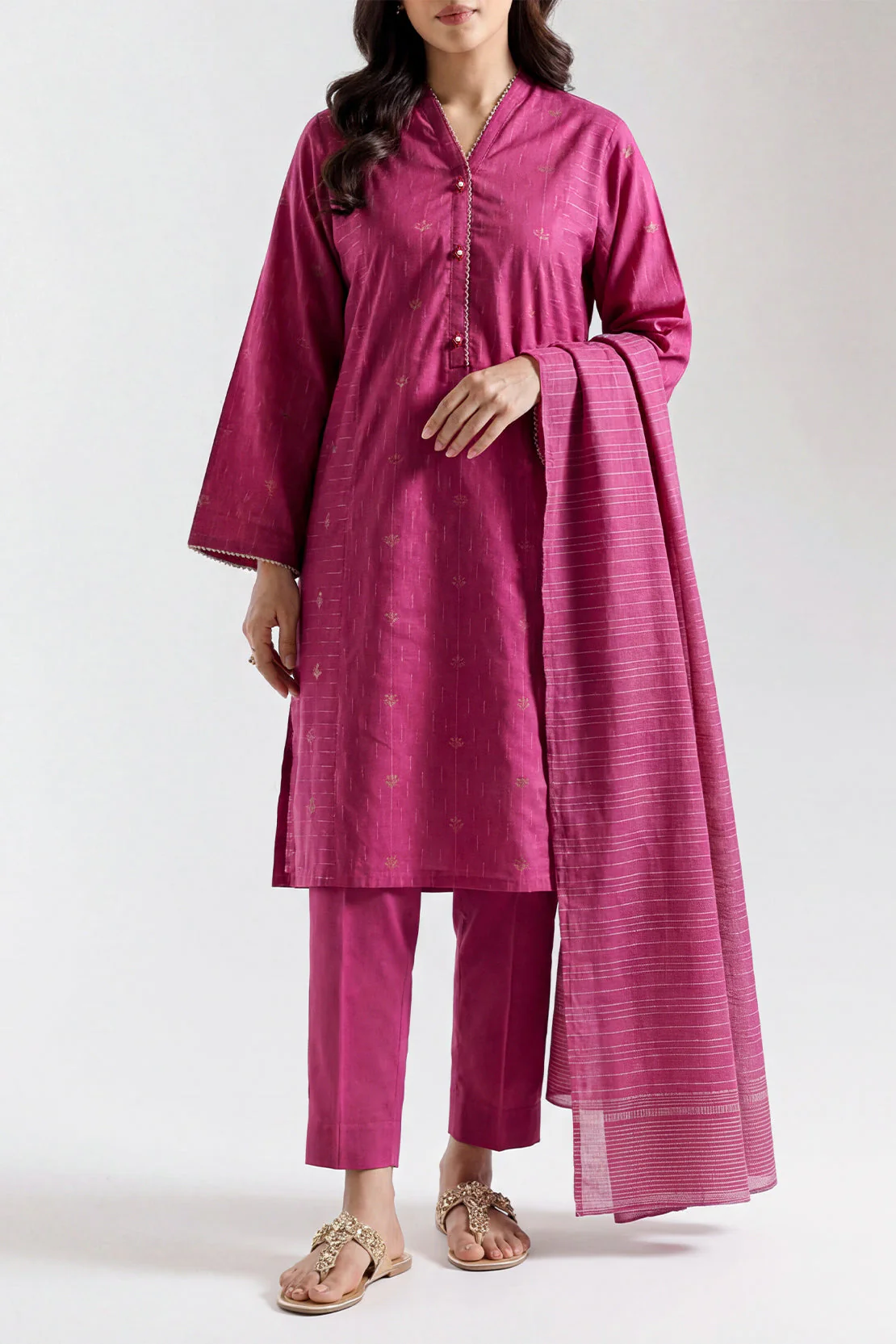 Cotton Jacquard Stitched 3 Piece - Image 2