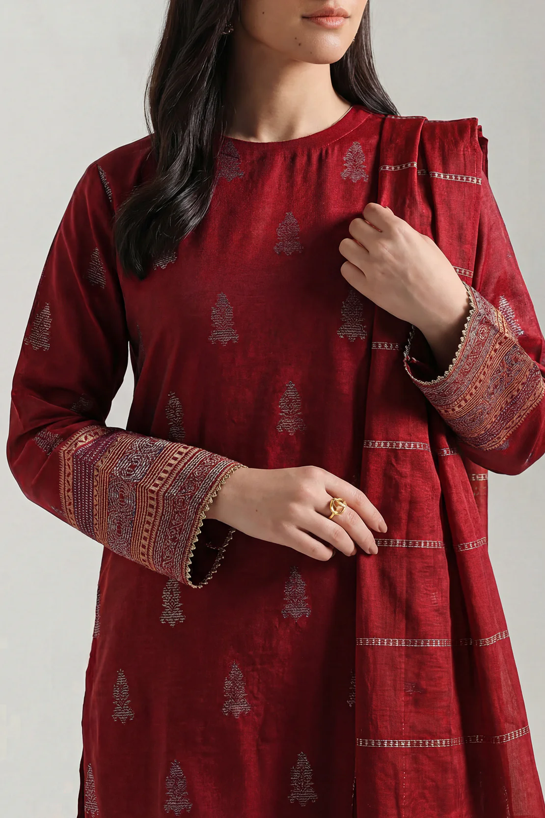Cotton Jacquard Stitched 3 Piece - Image 2