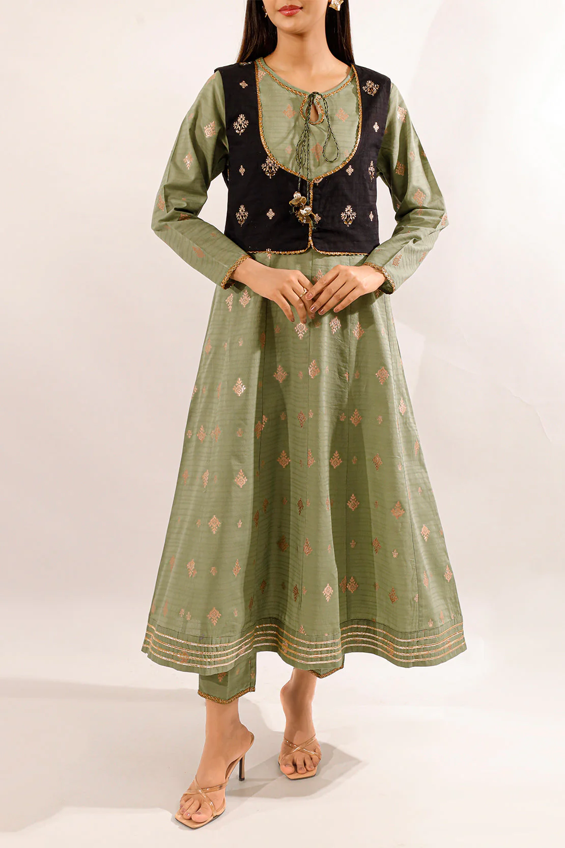 Cotton Jacquard Stitched Dress