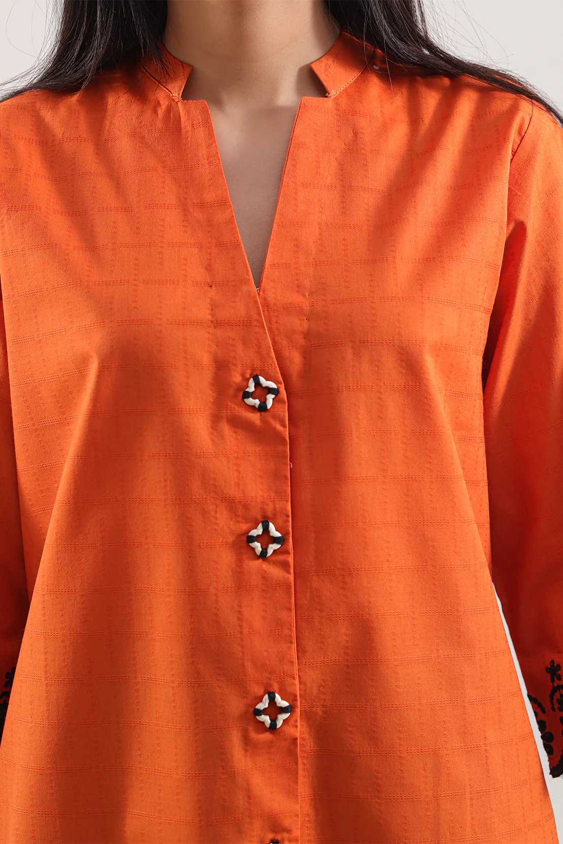 Cotton Jacquard Stitched Fusion Tops - Image 3