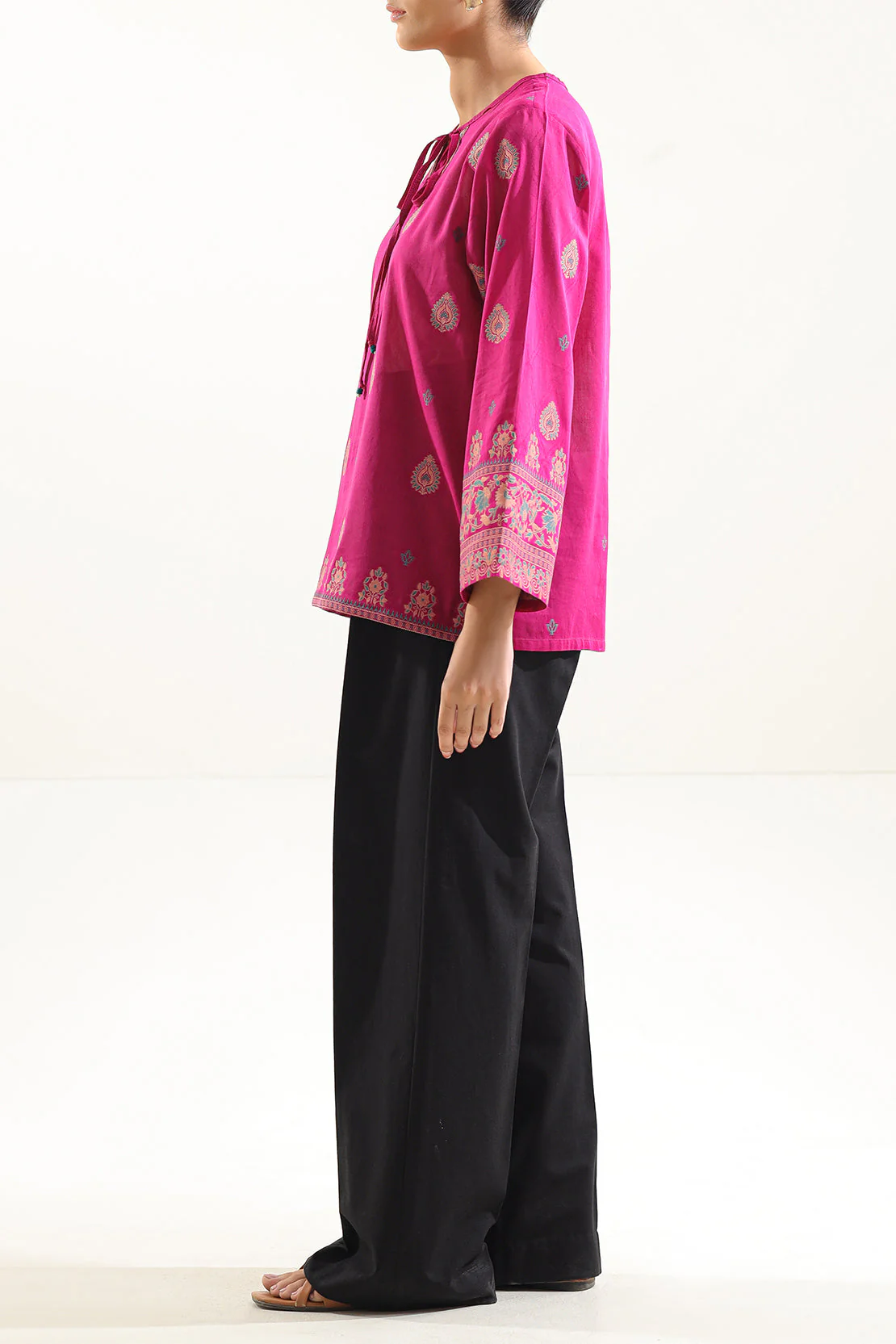 Cotton Jacquard Stitched Fusion Tops - Image 2
