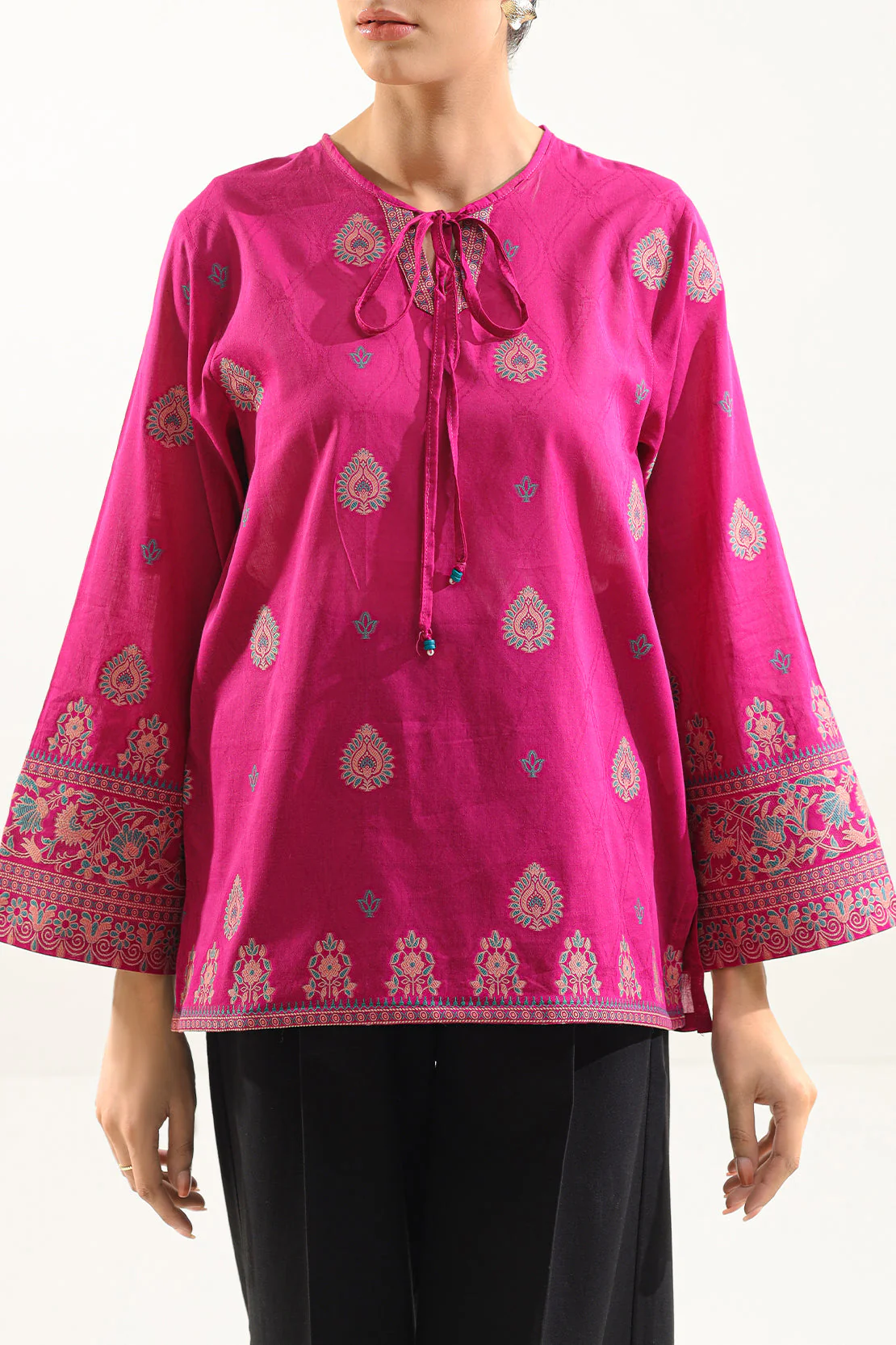 Cotton Jacquard Stitched Fusion Tops - Image 3