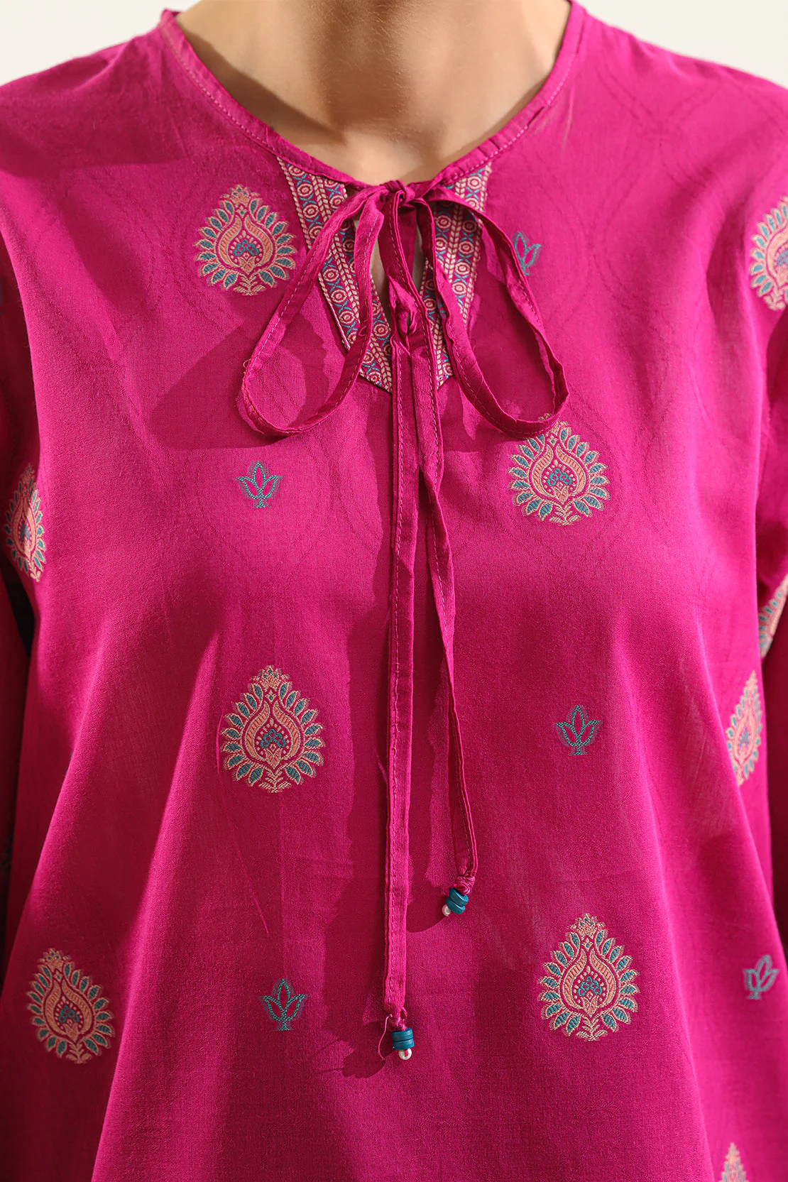 Cotton Jacquard Stitched Fusion Tops - Image 4
