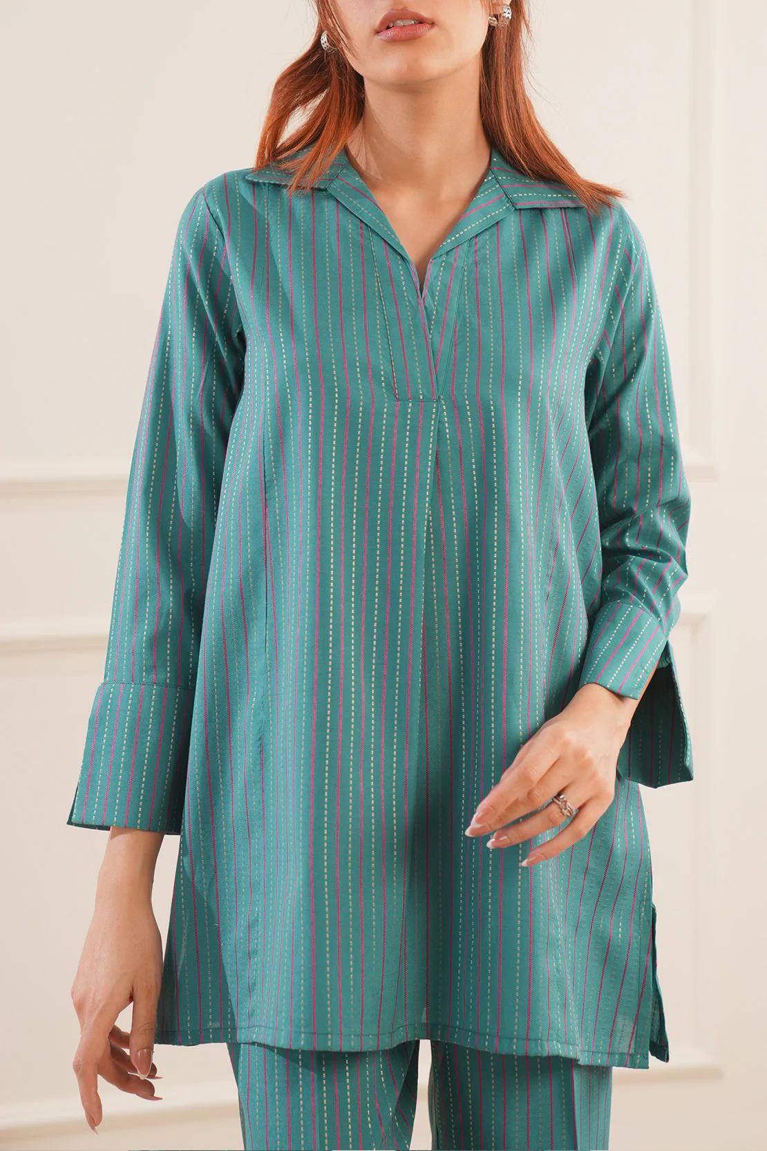Cotton Jacquard Stitched Shirt - Image 5