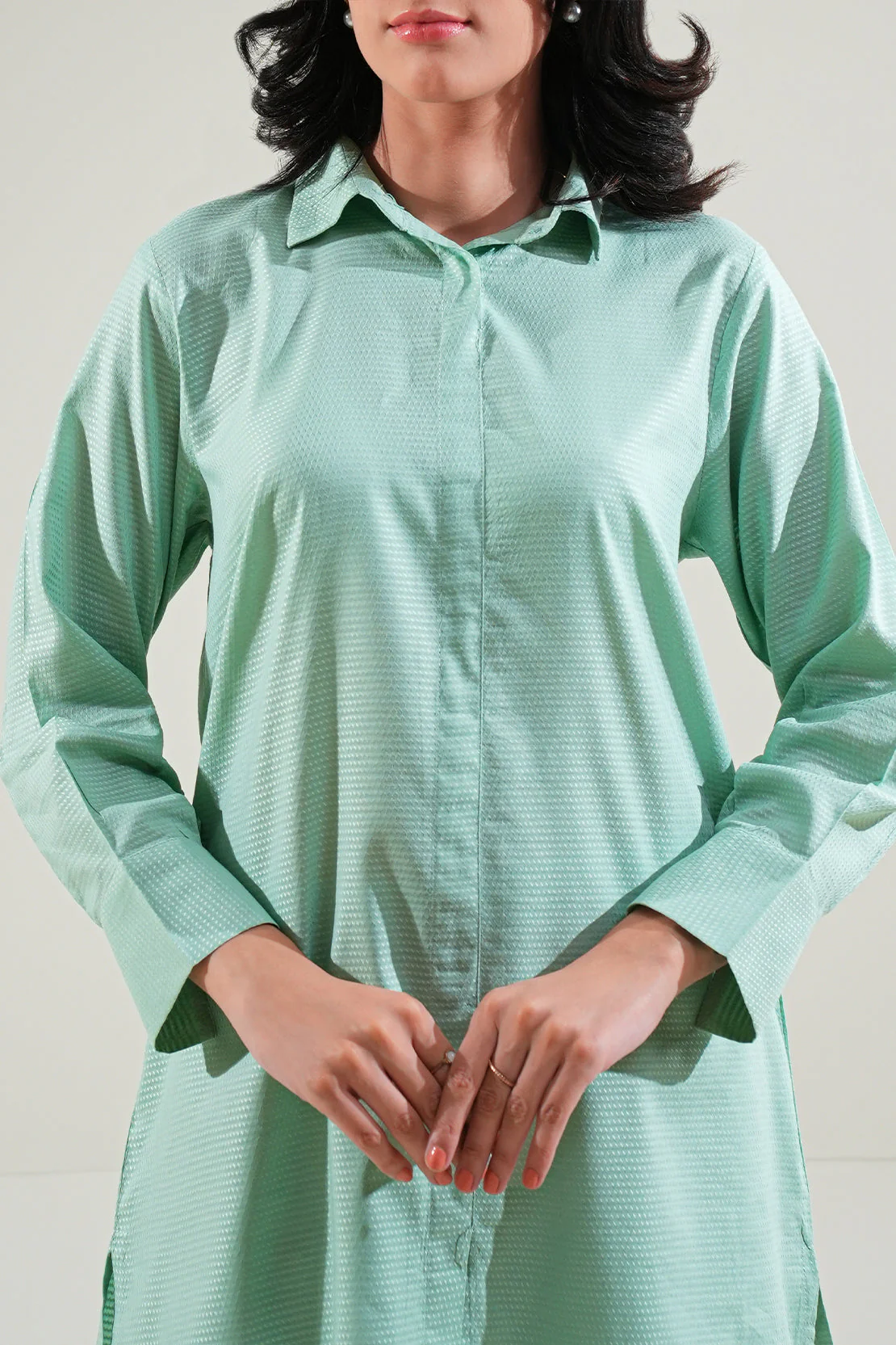 Cotton Jacquard Stitched Shirt - Image 2