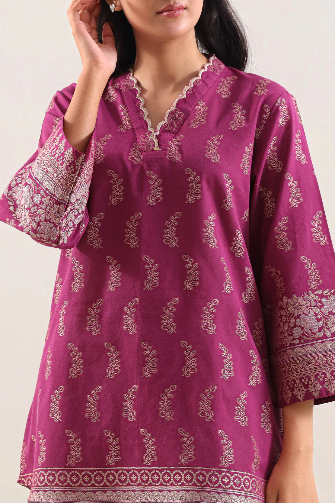 Cotton Jacquard Stitched Shirt - Image 2