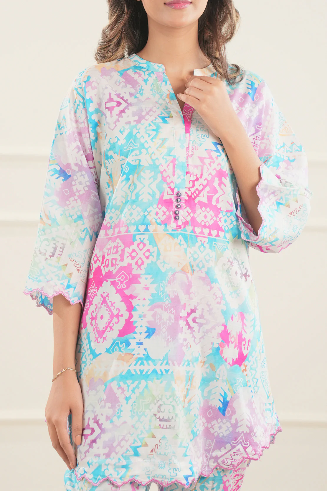 Cotton Self Jacquard Stitched 2 Piece (Shirt/Trouser)