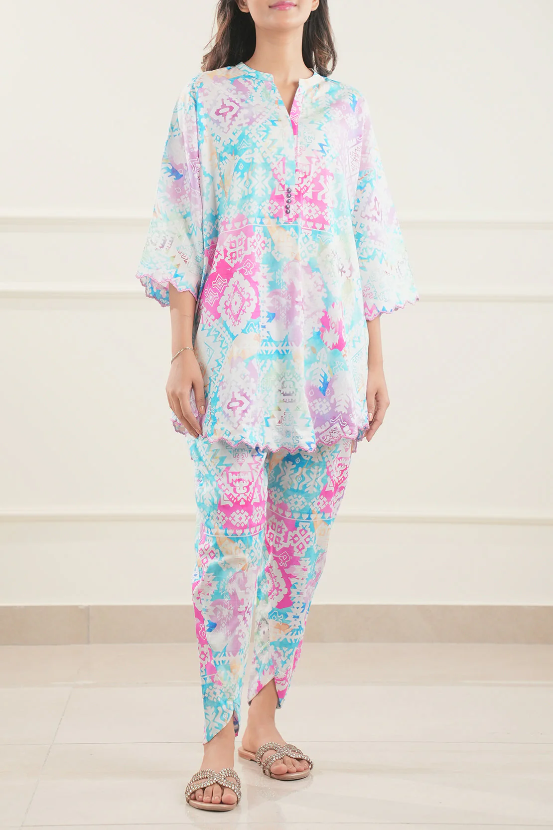 Cotton Self Jacquard Stitched 2 Piece (Shirt/Trouser) - Image 2