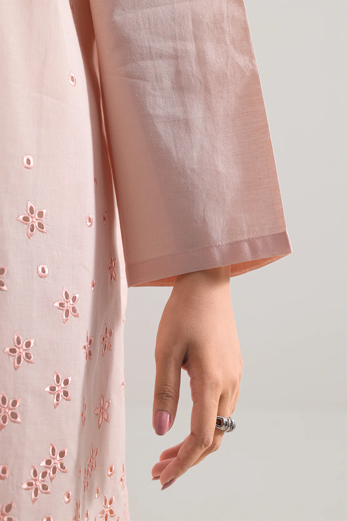 Cotton Solid Embroidered Stitched Shirt - Image 6