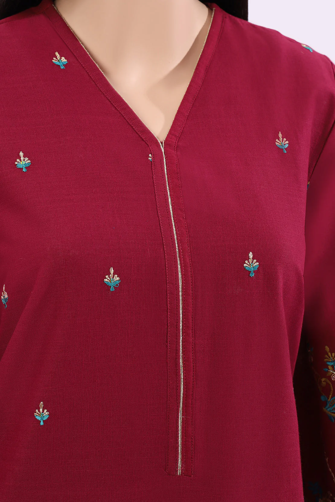 Solid Emb Cross Hatch Stitched Shirt - Image 3