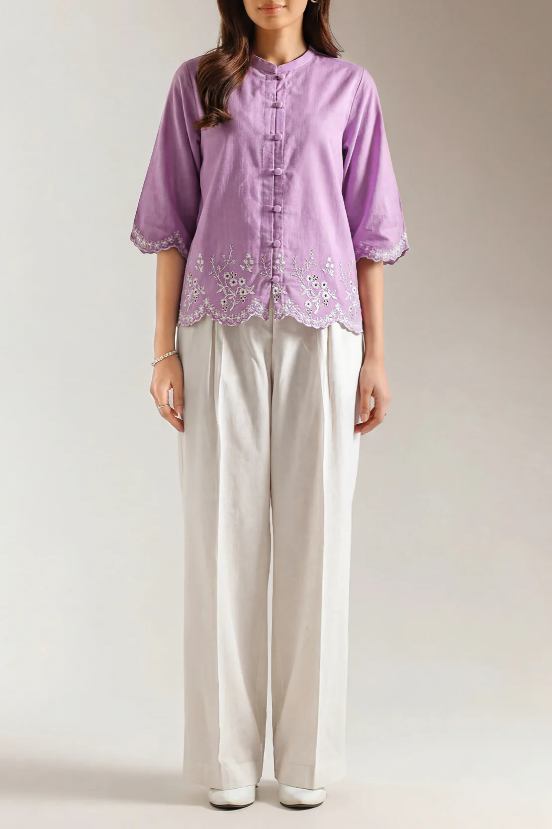 Cross Hatch Solid Emb Stitched Shirt