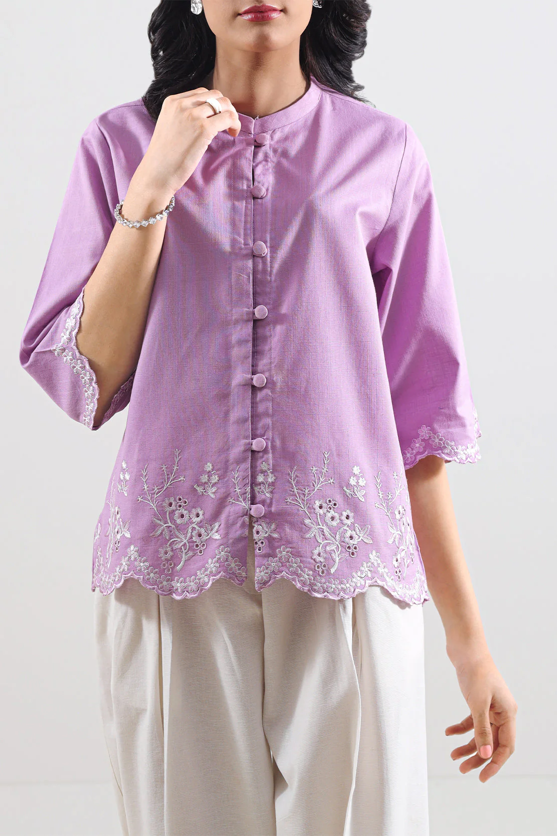 Cross Hatch Solid Emb Stitched Shirt - Image 4