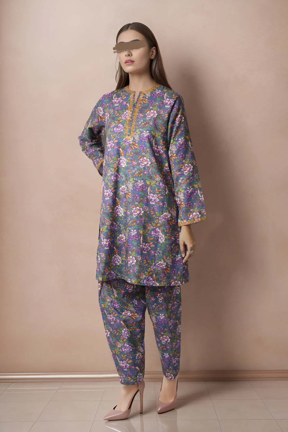 Embroidered Cotton Dobby Stitched 2 Piece (Shirt/Trouser) - Image 2