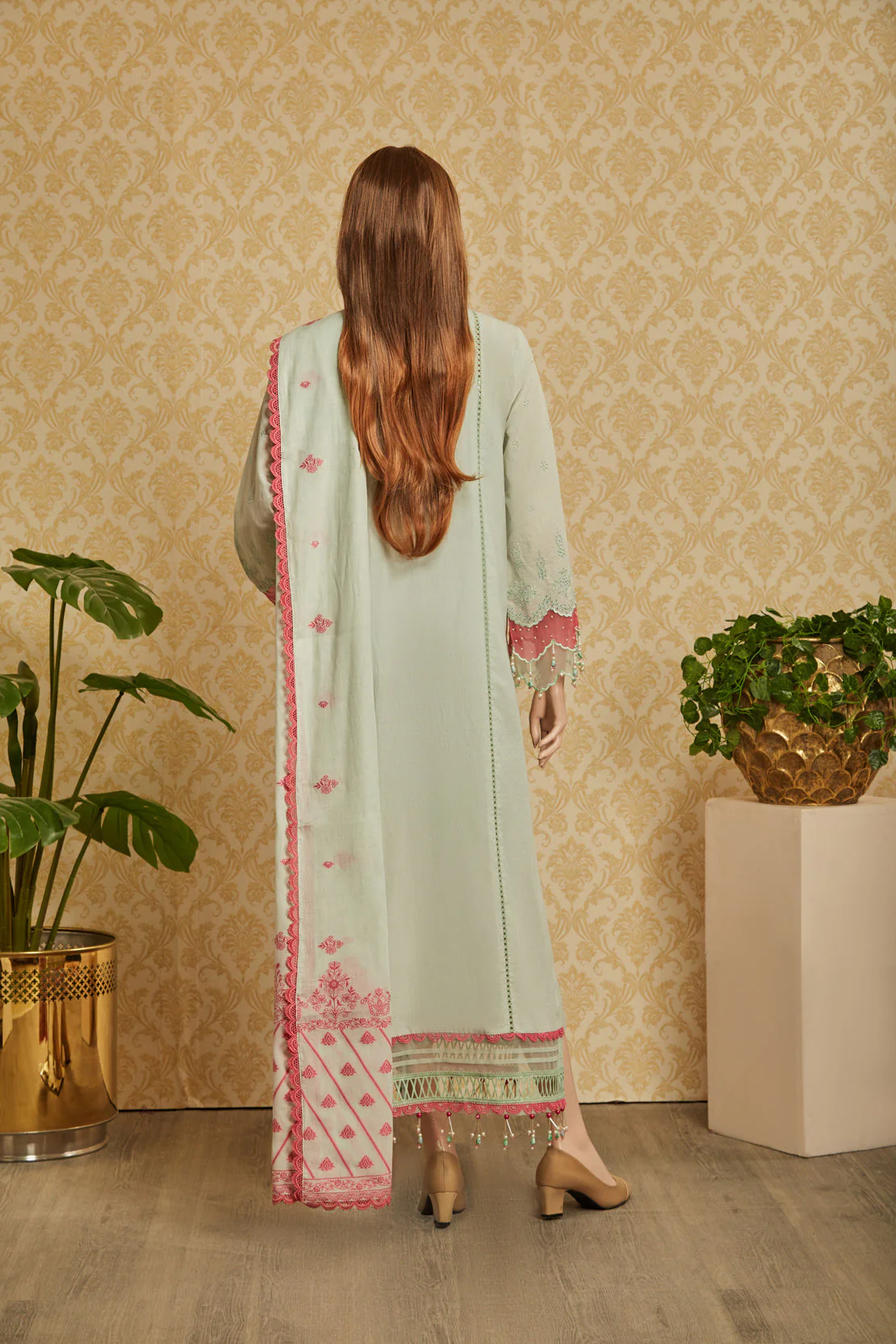 Unstitched Embroidered Chikankari Lawn 3 Piece - Image 2